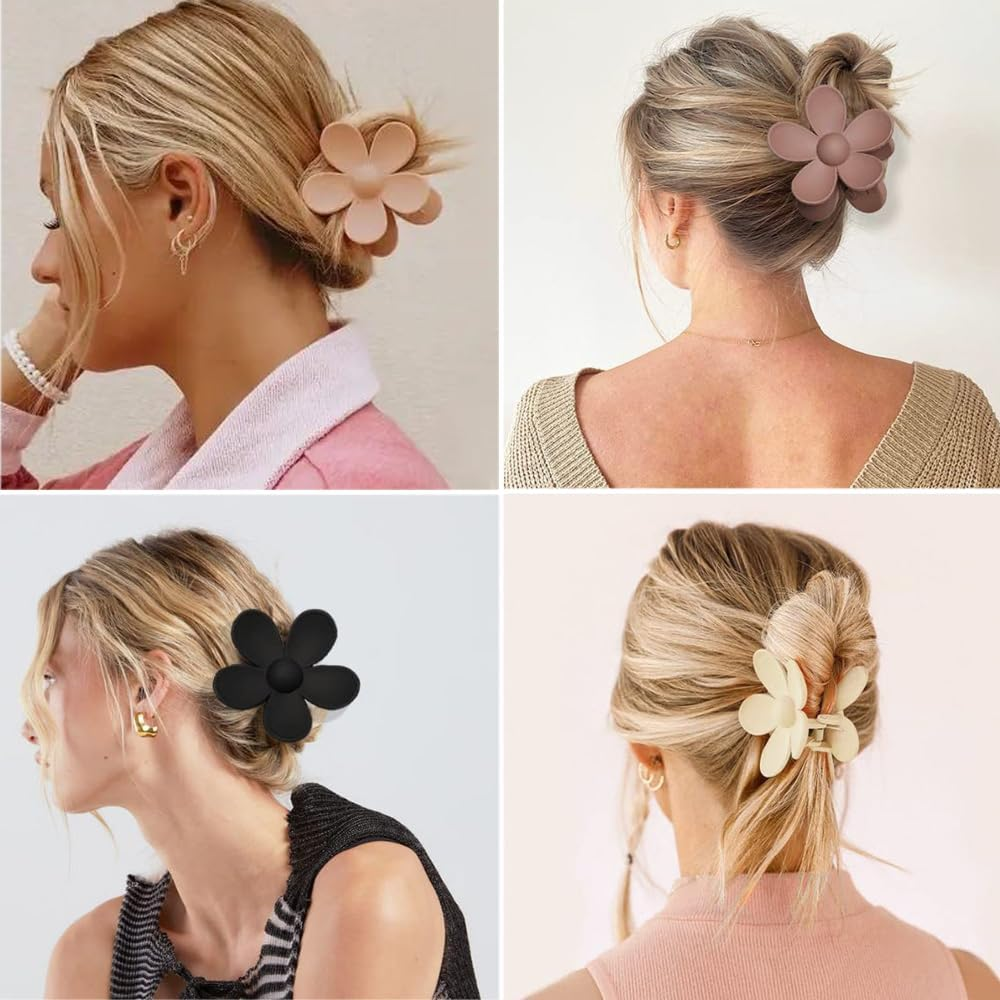 ZSPERKLA 6 Pieces Flower Hair Clips for Thick Thin Hair, Strong Hold, Cute Flower Hair Clips, Non-Slip Large Matte Hair Styling Accessories for Women Girls image number 4