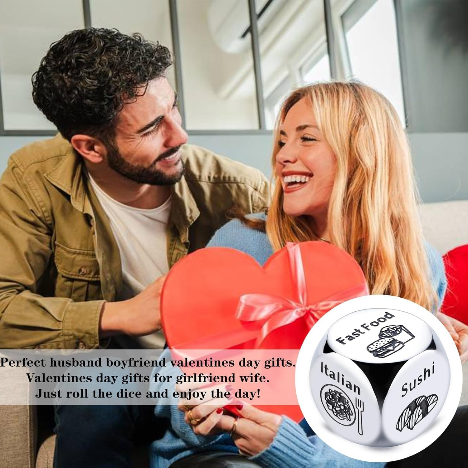 Stocking Stuffers for Women Men Adults, Christmas Gag Gifts for Women Men, Funny White Elephant Gifts Steel Food Decision Dice, Anniversary Valentines Day Gifts for Him Her Couple Girlfriend Boyfriend image number 3
