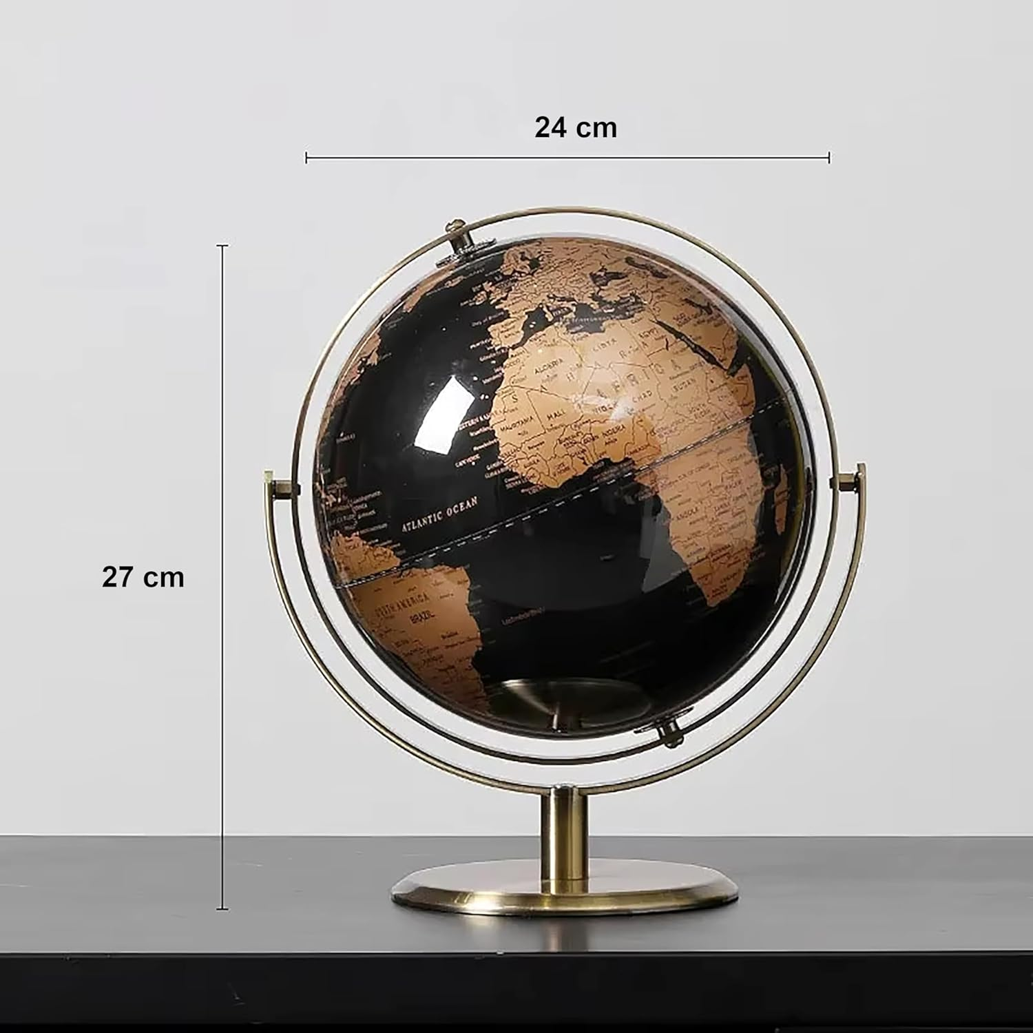 Luxurious Rotating World Globe with Stand&ndash;27Cm Desk Decorative for Home, Office, and Educational Use, 720&deg;Spinning for Geography Enthusiasts and Modern D&eacute;cor Lovers image number 6