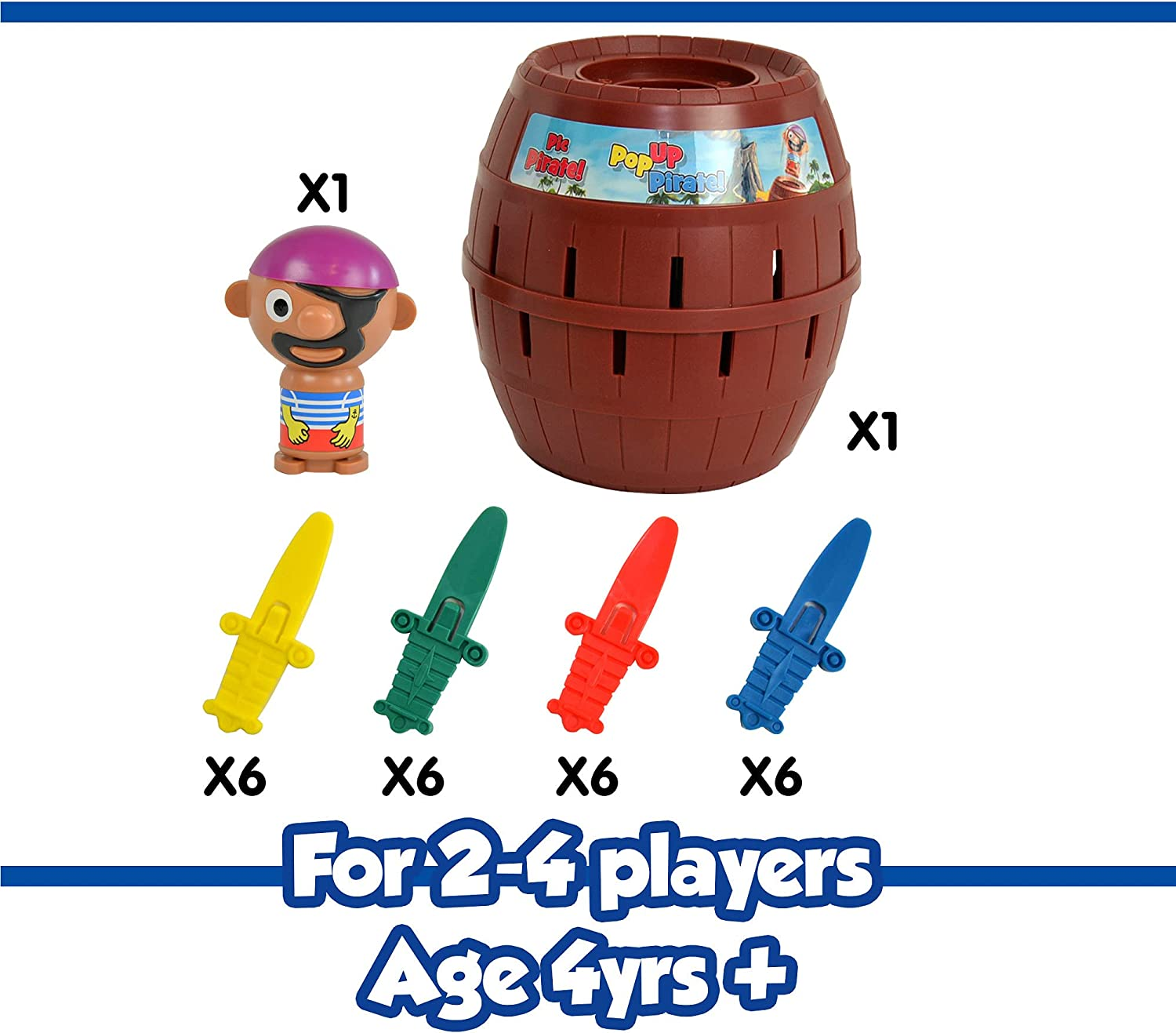 TOMY T7028 Pop up Pirate Action Game, 10.8 Inches Brown image number 5