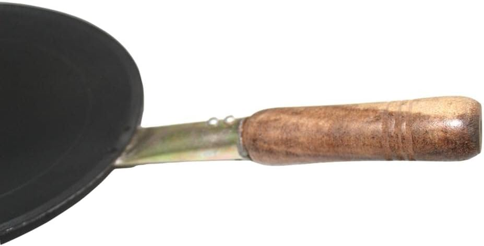 24 CM Pure Iron Concave Tawa with Unique Smooth Edges Metal Spoon Friendly Wooden Handle Perfect for Roti & Chapati image number 2