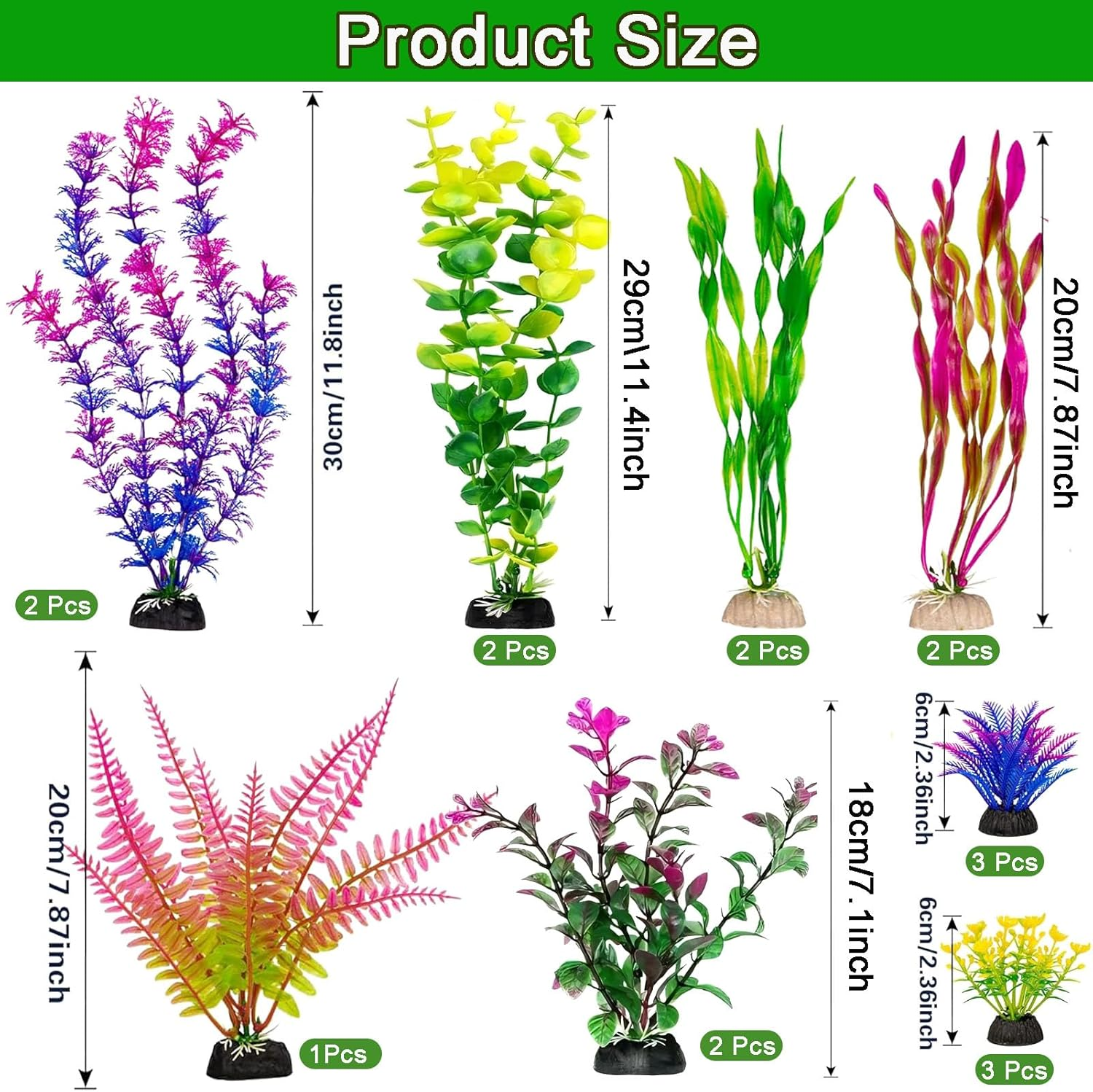 50 Pcs Aquarium Plants,Plastic Fish Tank Decorations,Artificia Aquarium Decorations,Large Fish Tank Accessories image number 4