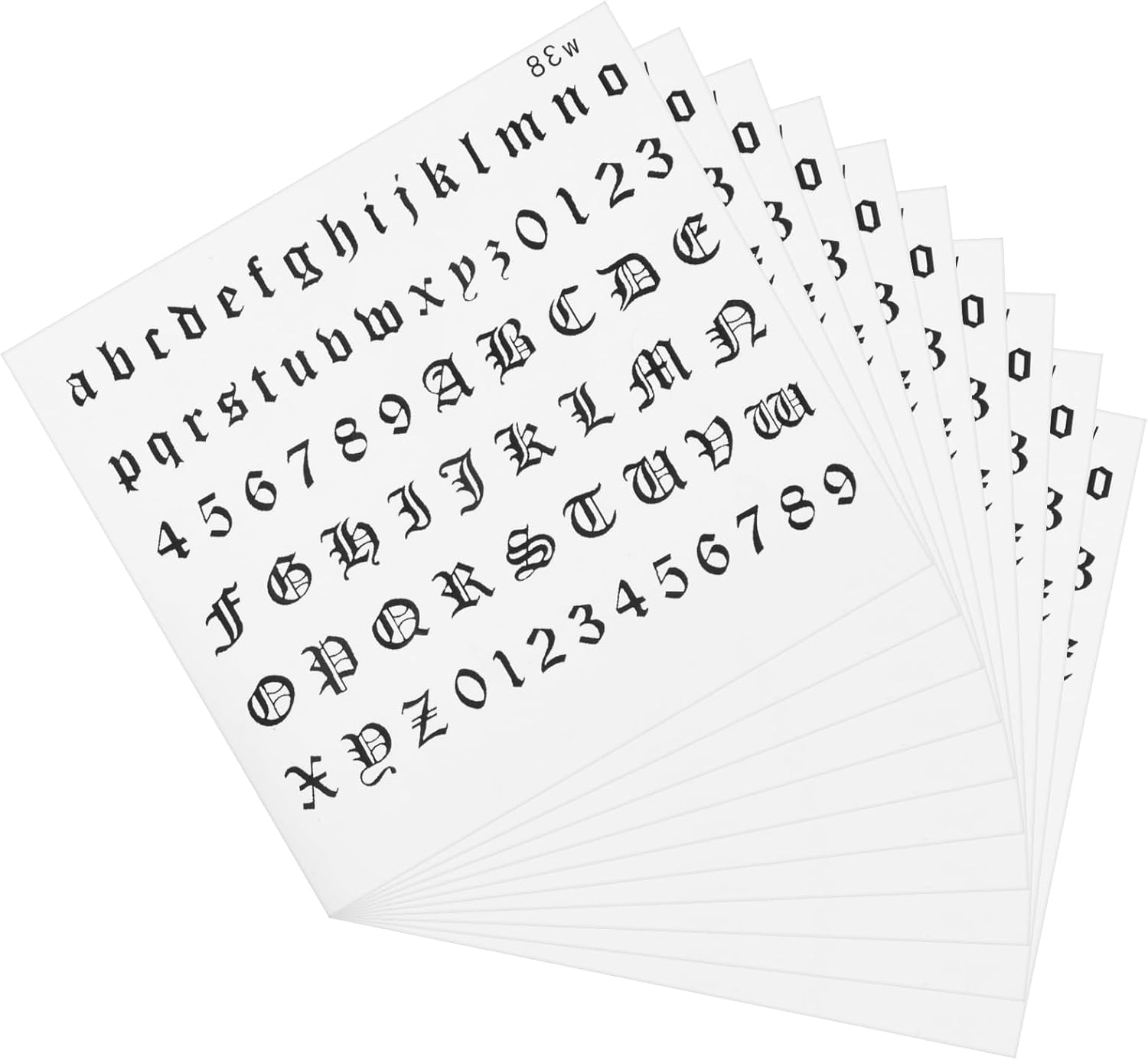 10 Sheets Letter Temporary Tattoos, Gothic Alphabet Tattoos Numbers Fake Finger Stickers, Customizable Fake Letters, Dates for Hand, Neck, Knuckles & Arm, Realistic Long-Lasting Black Ink image number 6