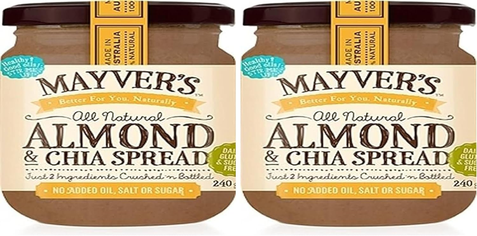 Mayvers Gluten Free Almond and Chia Spread 240 G