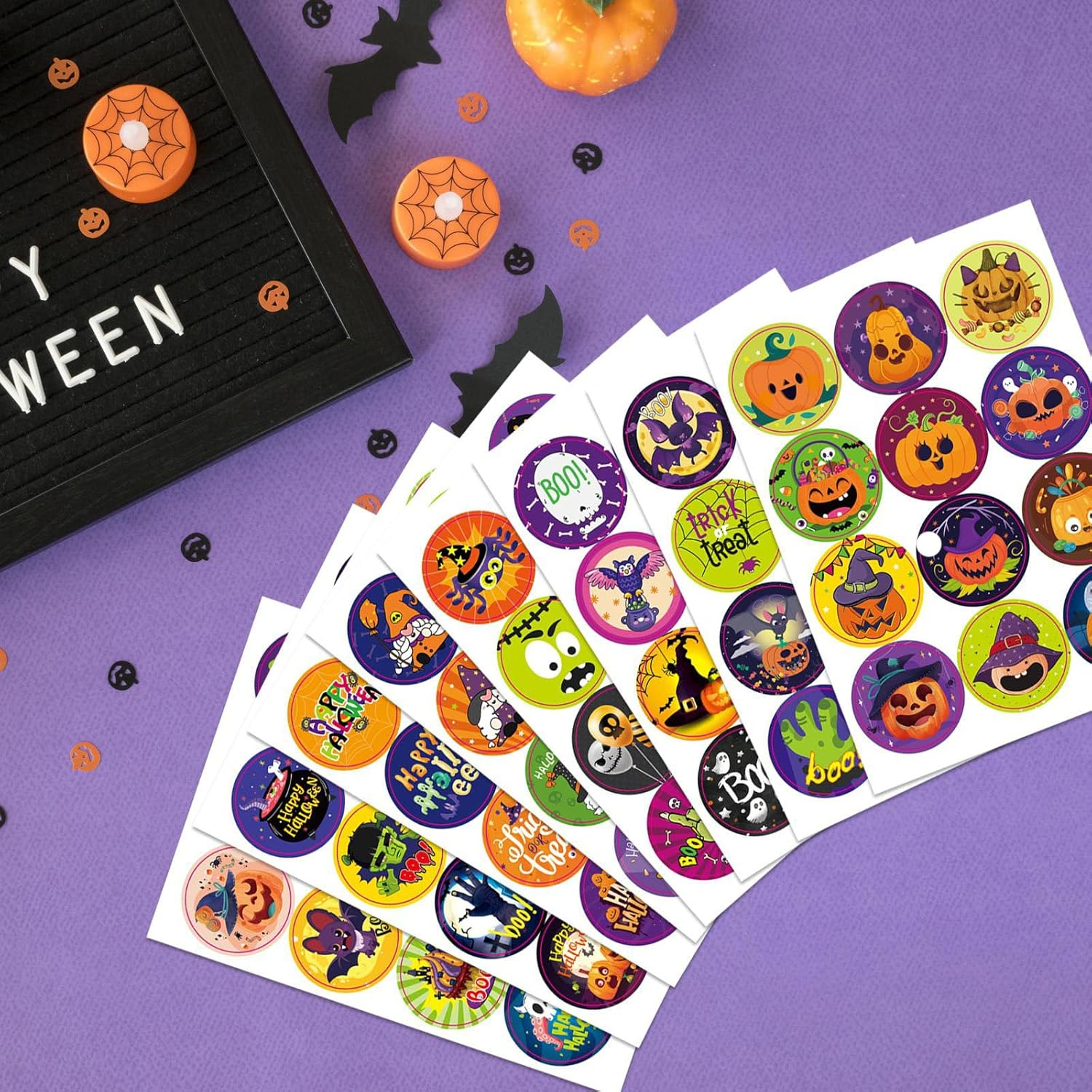 Halloween Sticker Bulk, 288 round Stickers (3.8Cm), Happy Halloween Stickers, Small Halloween Stickers, Suitable for Halloween Decorations, Crafts, Parties, and Gift Bags. image number 3