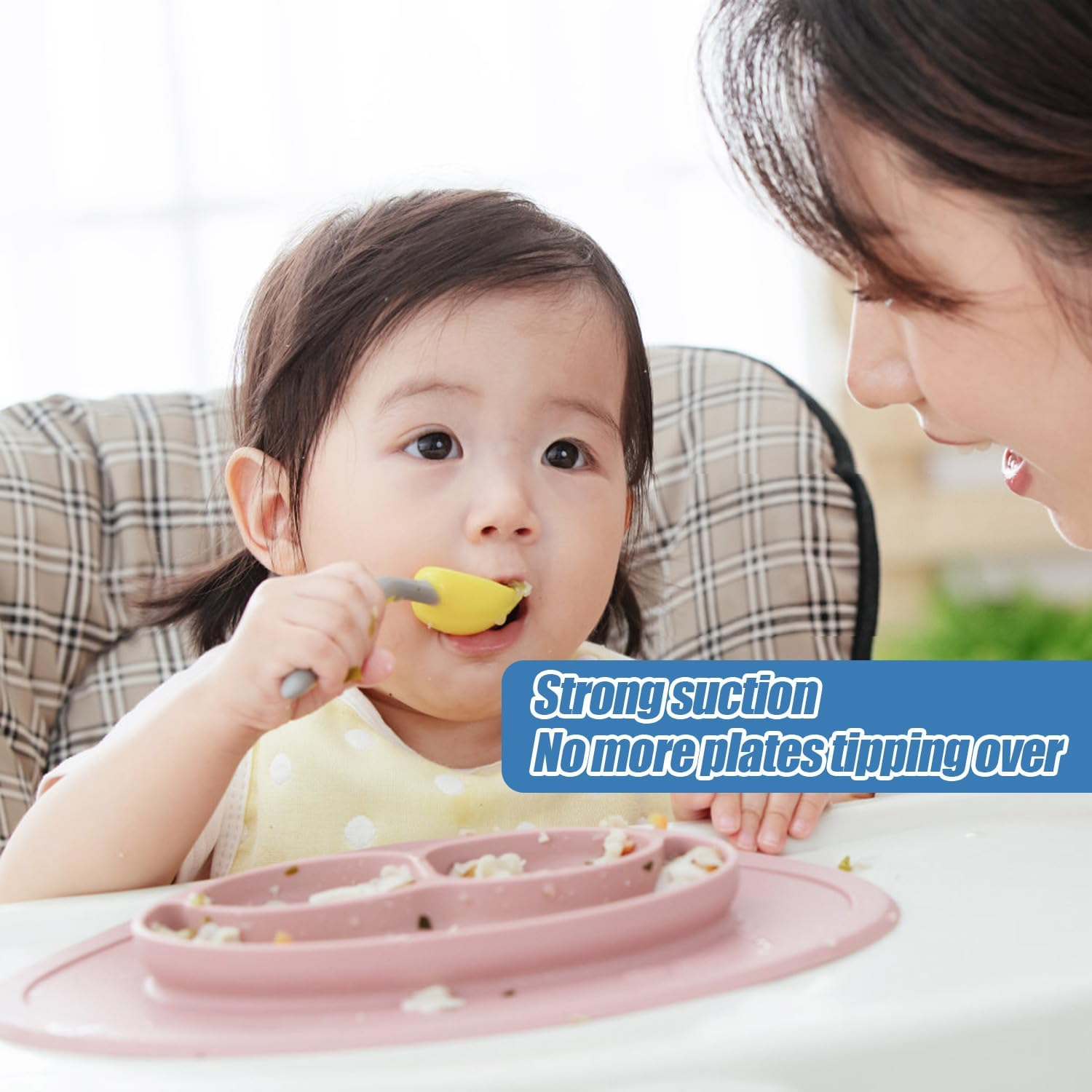 9Pcs Transparent Suction Stickers for Stokke Tripp Trapp Tray, round & Rectangle Strong Suction Fixer Adhesive Tray Sticker for High Chairs Baby Plates Bowls & Toys Stability