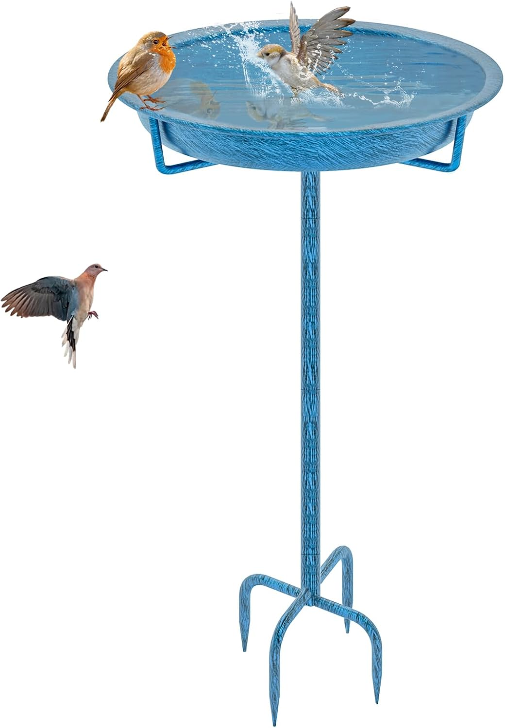 Metal Bird Bath for outside Garden Birdbath Bowl, 36.2" Height Freestanding Bird Feeders for Outdoors with 4 Prongs Base Stake, Standing Birdfeeders for Yard Lawn Decor (Retro Copper)