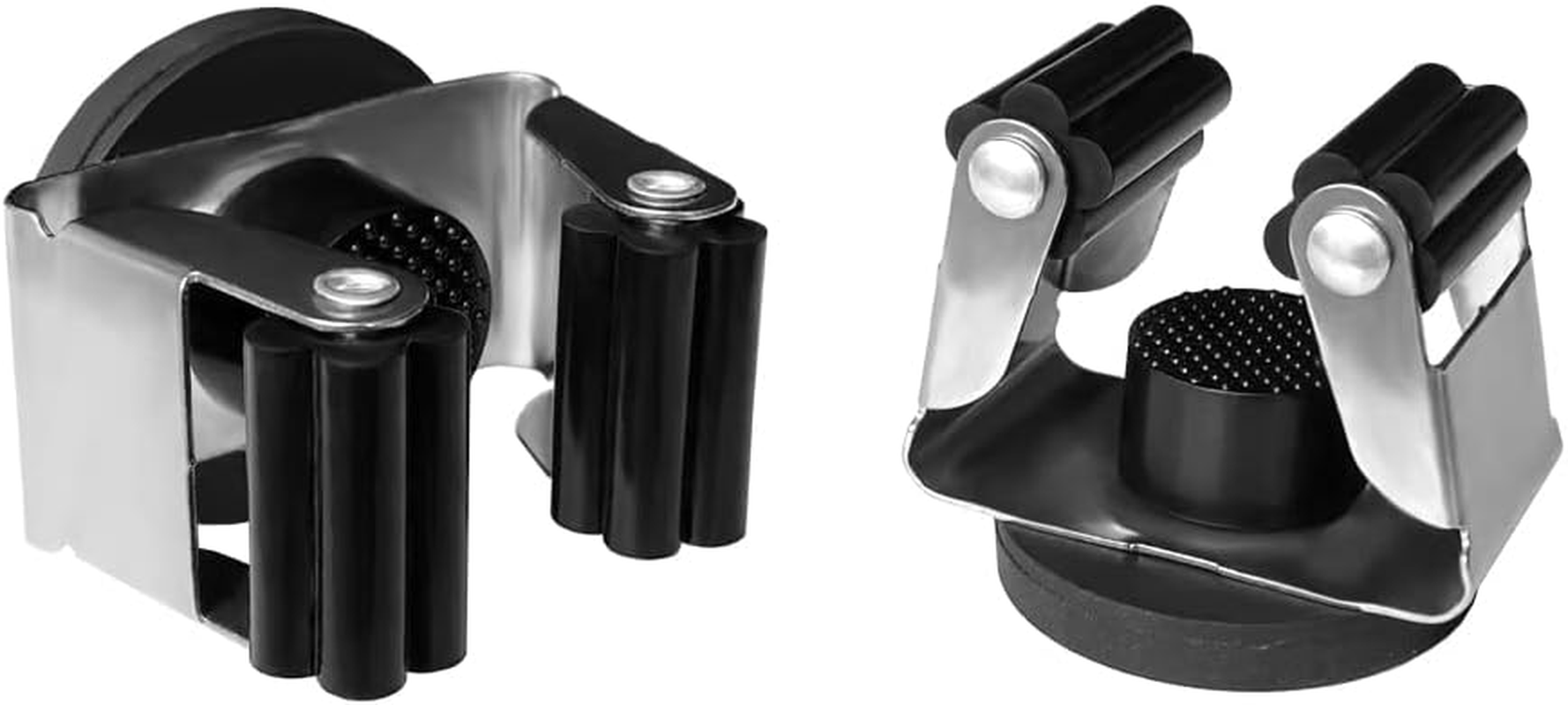 Magnetic Mop Broom Holder Wall Mount, 2Pcs Movable Wall Mounted Broom Clip Mop Grippers, No Drilling Magnetic Broom Mop Rack Hanger for Home, Bathroom, Kitchen, Garage, Garden (Silver)