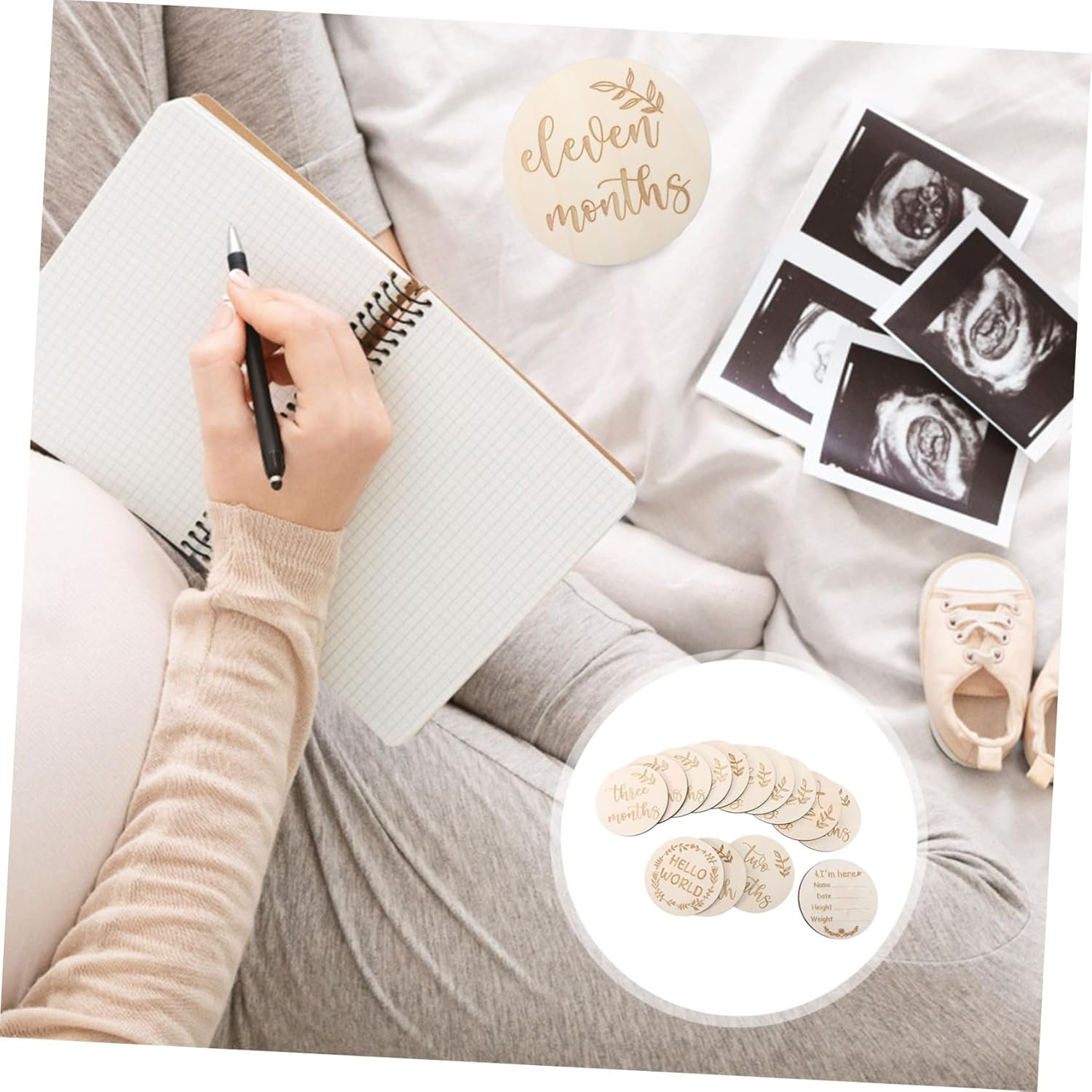 Kisangel Month Wooden Milestone Card Monthly Photo Card Growth Congratulations Greeting image number 4