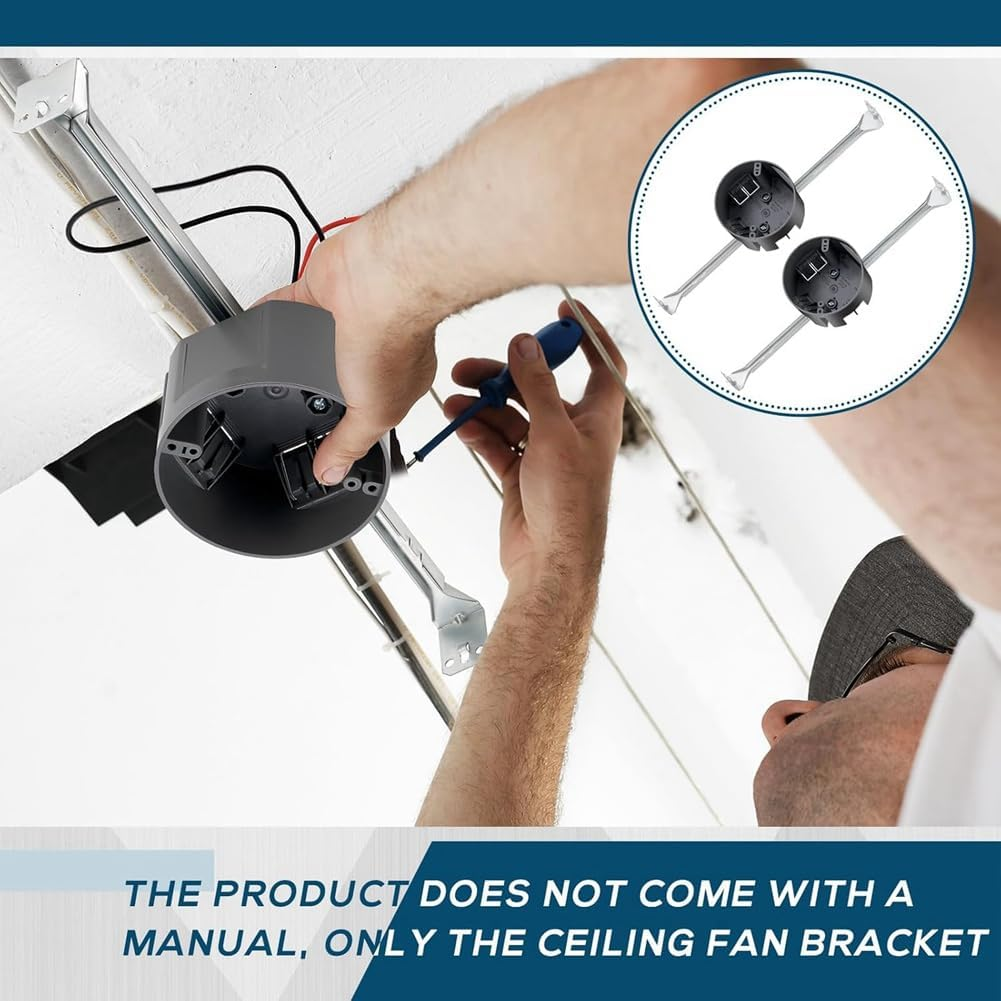 Snblzhef 2 Pcs Ceiling Fan Brace Electrical Box 14.25 to 22.5 Inch Adjustable Electrical Box and Support Bar Fan Bracket Gray image number 1