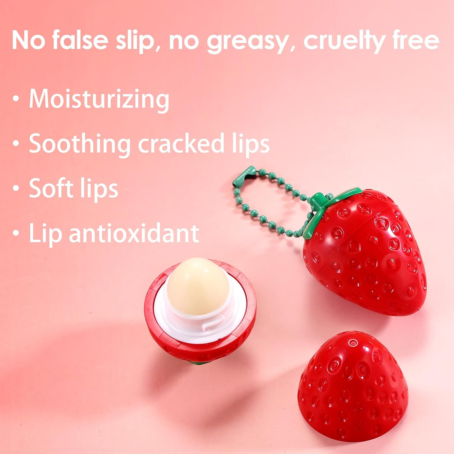 KISSIO Lip Balm,Strawberry Lip Care with B5 Panthenol,Jojoba Seed Oil and Ceramide,Moisturize and Soothe Chapped Lips,Reduces Lines and Enhances Elasticity,Cruelty Free,Strawberry image number 4