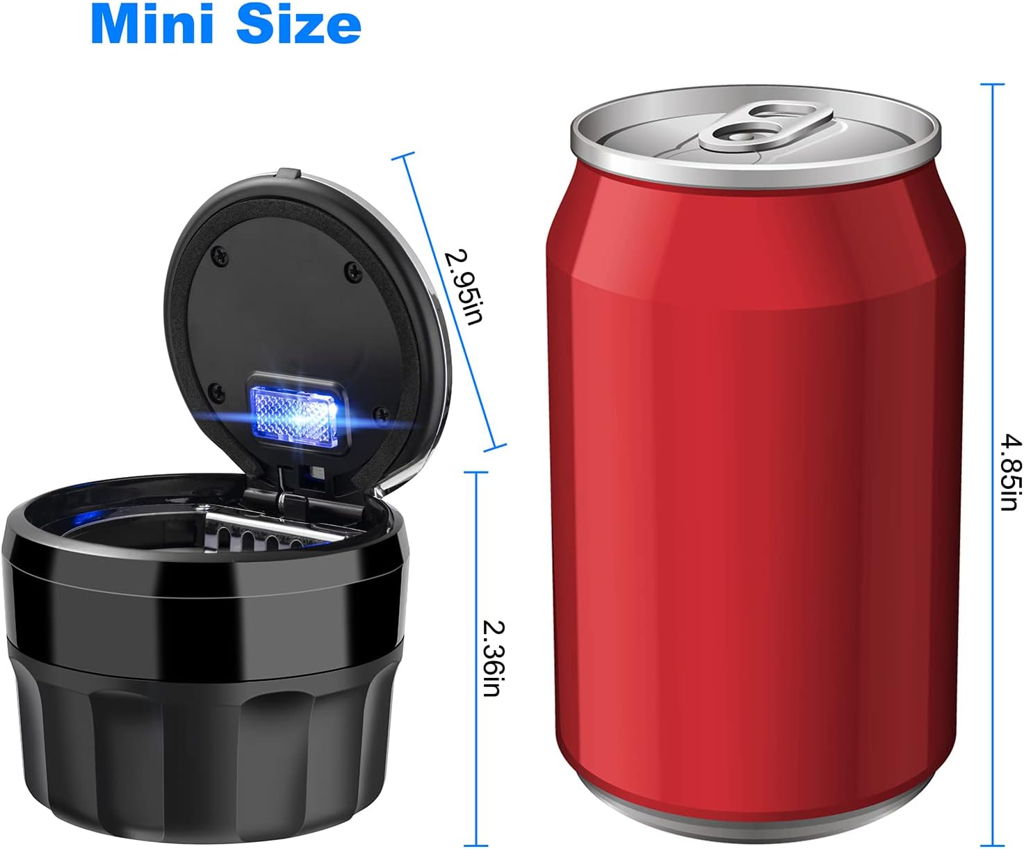 Car Mini Ashtray with Lid Easy Clean up Detachable Auto Ashtray for Most Car Cup Holder Home Office - Black 2 image number 2