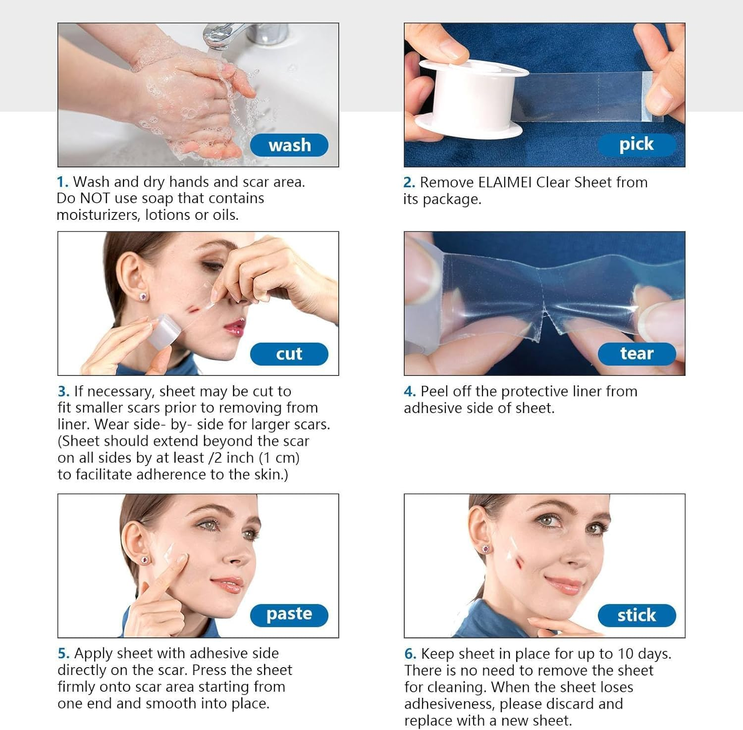 Silicone Scar Sheets (1Pcs 2.5 X 150Cm Roll), Professional Scar Removal Tape, Scar Tape Roll, Scar Silicone Strips for Face & Body, for C-Section, Surgery, Burn, Keloid, Acne image number 1