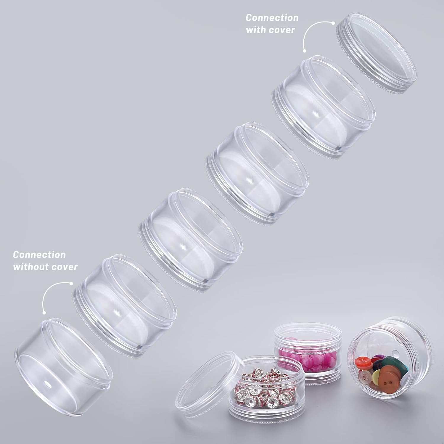 Hipiwe 4 Set Stackable Cosmetic Containers with Screw Lids Plastic Sample Jars 30Ml Clear Empty Jars Makeup Sample Containers Nail Accessories Organizer image number 4