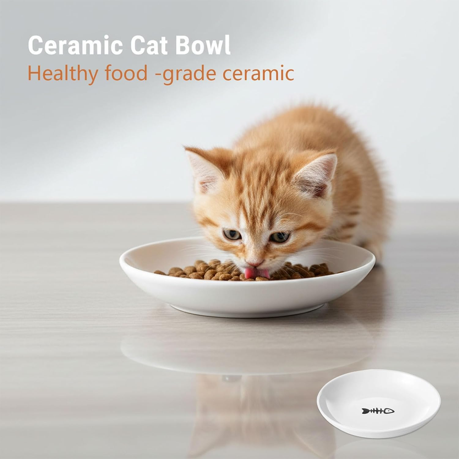 Ceramic Pet Bowl, Durable Design, Microwave & Dishwasher Safe, Shallow Bowl for Cats, Compatible with Wet & Dry Food, Easy to Clean, White & Black, Multi-Use,2Pcs,By Ruibex image number 4