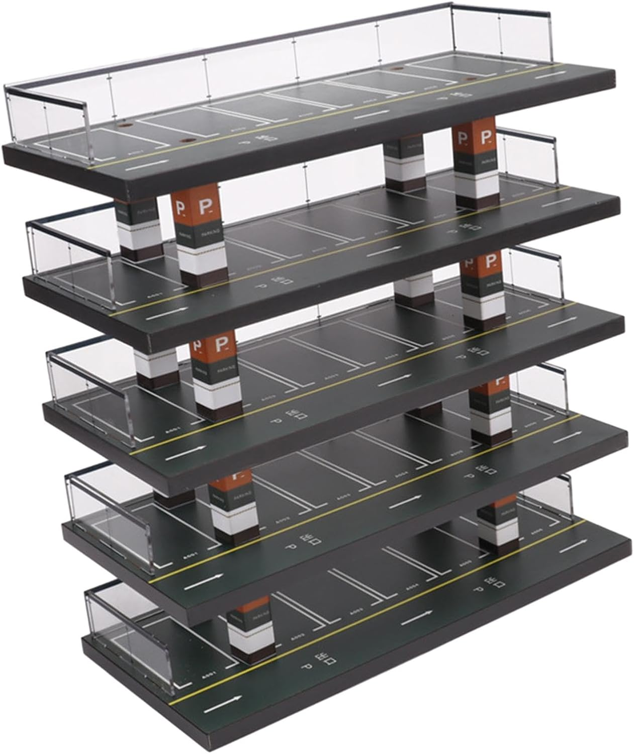 Perfeclan 5 Layers Parking Lot Model Scene Wooden Car Garage Toys Display Case Showcase for 1/64 Scale Model Cars Trucks image number 5