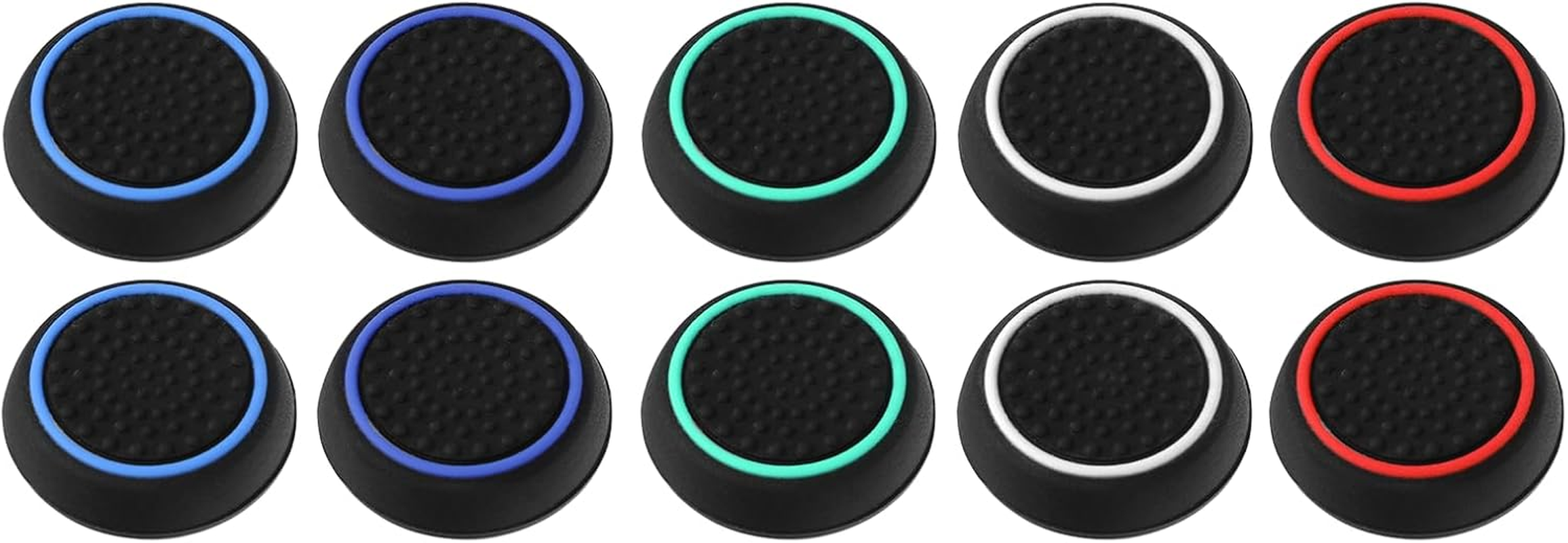 10 Pcs Thumb Cover, Thumb Grips - Silicone Thumbstick Caps Accessory Set Performance Joystick Controller Cap Replacement Compatible with Ps5 & Ps4, Xbox, Steam Deck Etc (5 Colors) image number 1