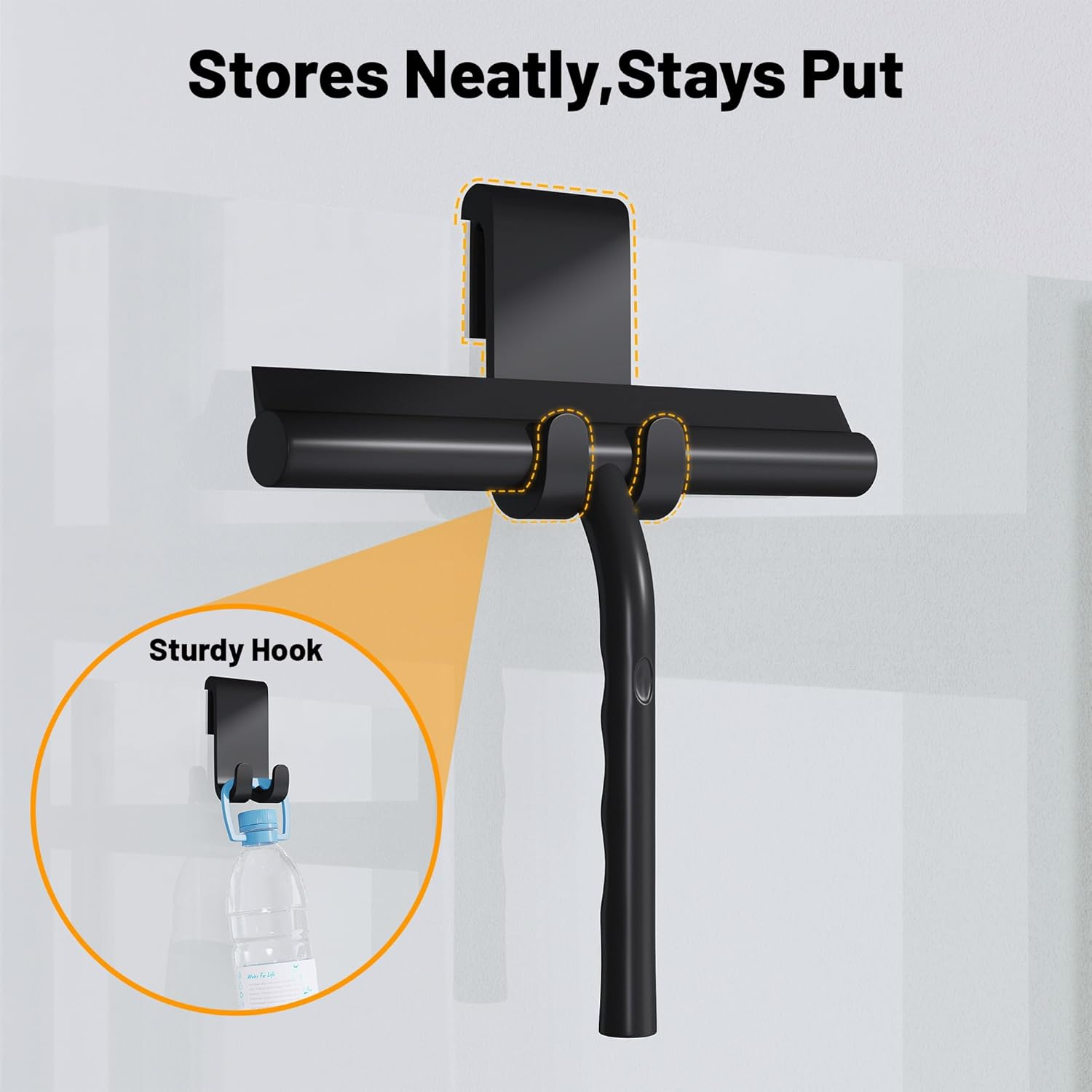 3 PCS Silicone Shower Squeegee with Hanger Window Squeege Glass Cleaner.Widow Wiper for Bathroom Kitchen Car Door Cleaning Tool Accessories(White Gray Black) image number 1