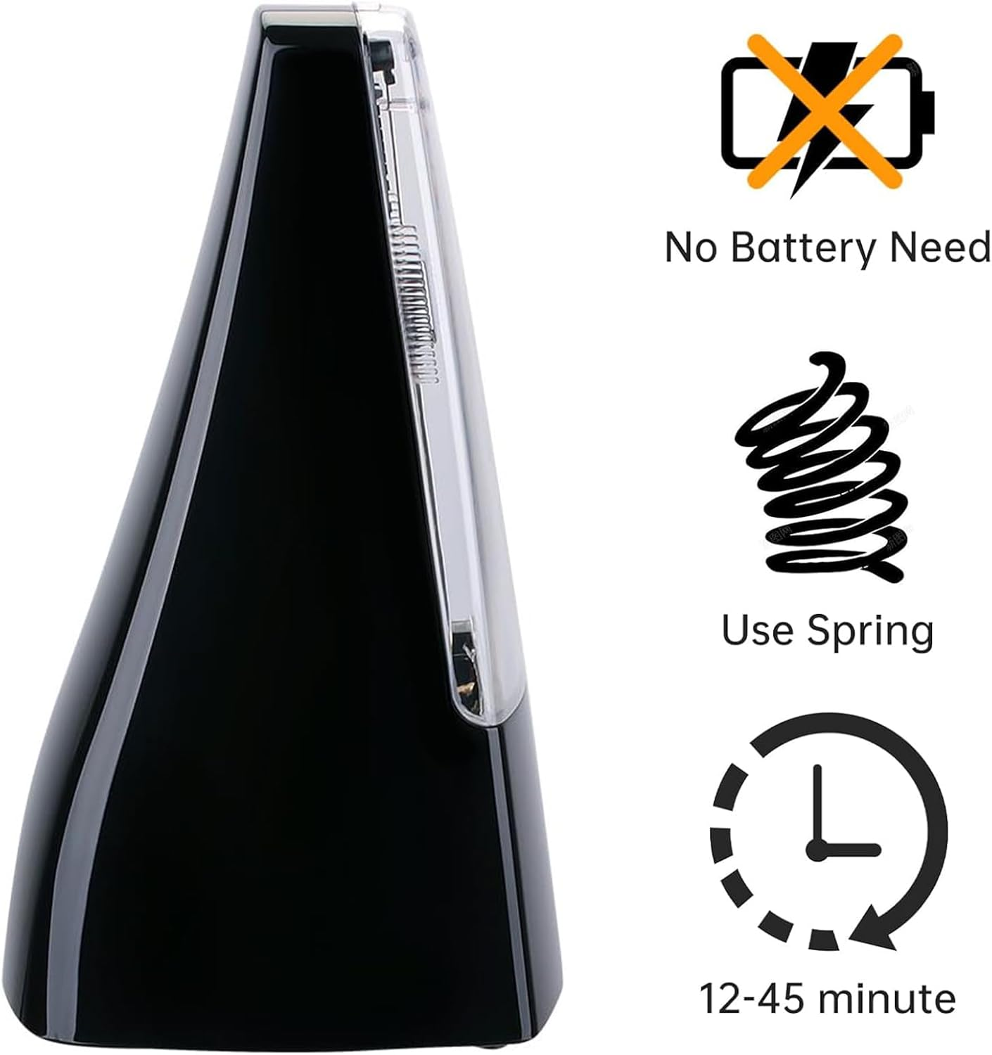 Mechanical Metronome, Universal Metronome for Piano, Guitar, Ukulele, Violin, with Loud Sound, Accurate Track Beat, Tempo for Beginner, Piano Black image number 1