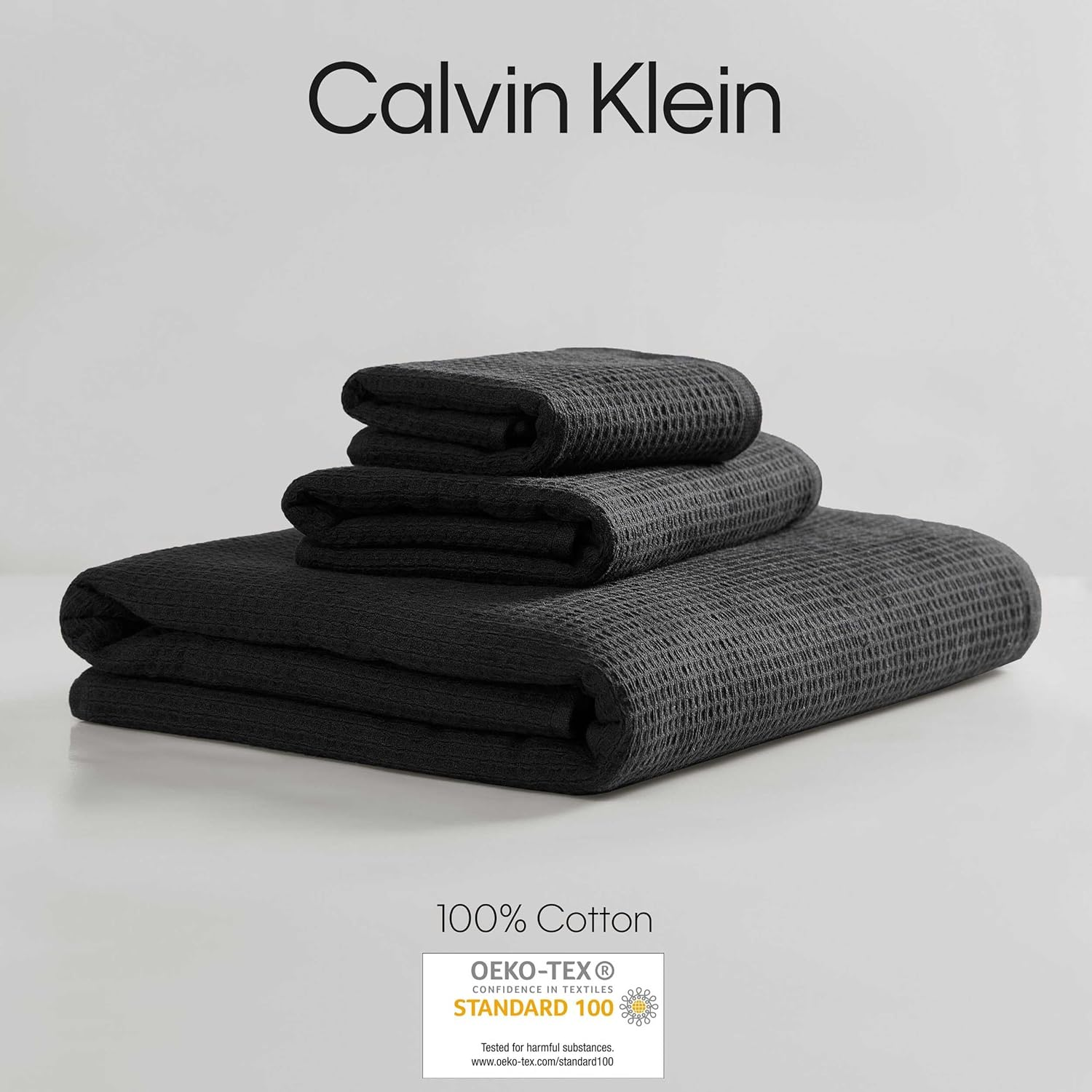 Calvin Klein - Towel Set, Soft & Absorbent Cotton Towels, Modern Bathroom Decor (Eternity Solid Black, 3-Piece) image number 5