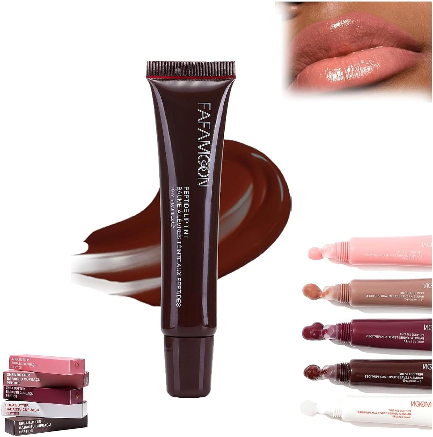 Long Lasting Lip Gloss, 5 Colors Lip Gloss, Peptide Lip Tint, Lip Tint, Lip Gloss, Lip Plumper Gloss, Nourishing Lip Care Oil Naturally Plump (D) image number 5