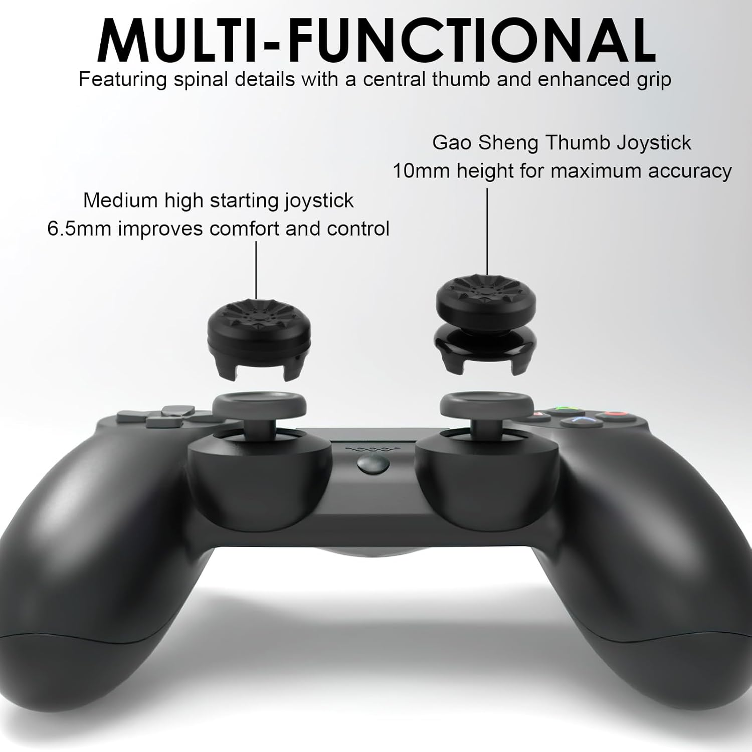 Textured PS5 Thumb Grips Controller Cover - 2 Pairs Black & White Non-Slip Silicone Joystick Caps Compatible with PS5/PS4 Controller Accessories (Improve Grip & Control) image number 1