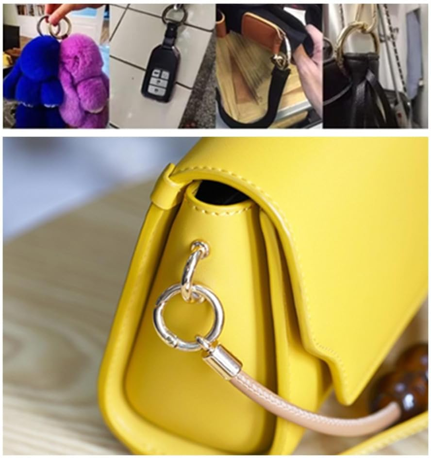 Wanfoou Pack of 40 Carabiner round 28 Mm, round Carabiner Hooks Metal Small Carabiner Hooks O-Ring Carabiner Gold Spring Split Rings for Keys, Bags, Handbag and DIY Crafts (Golden) image number 5