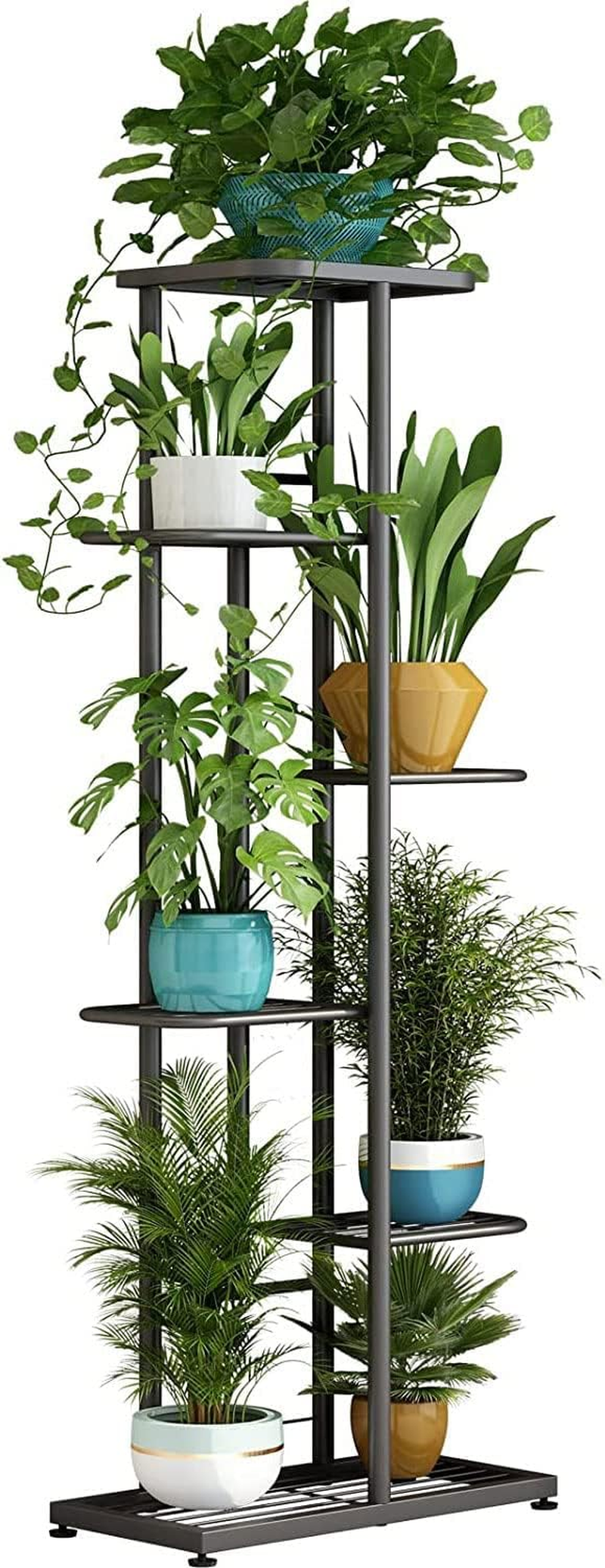 6 Tier 7 Potted Metal Plant Stand Indoor Outdoor Multiple Flower Pot Holder Shelf Stander Plant Holder Storage Rack for Indoor Outdoor Garden Greenhouse Patio Natural Black image number 4