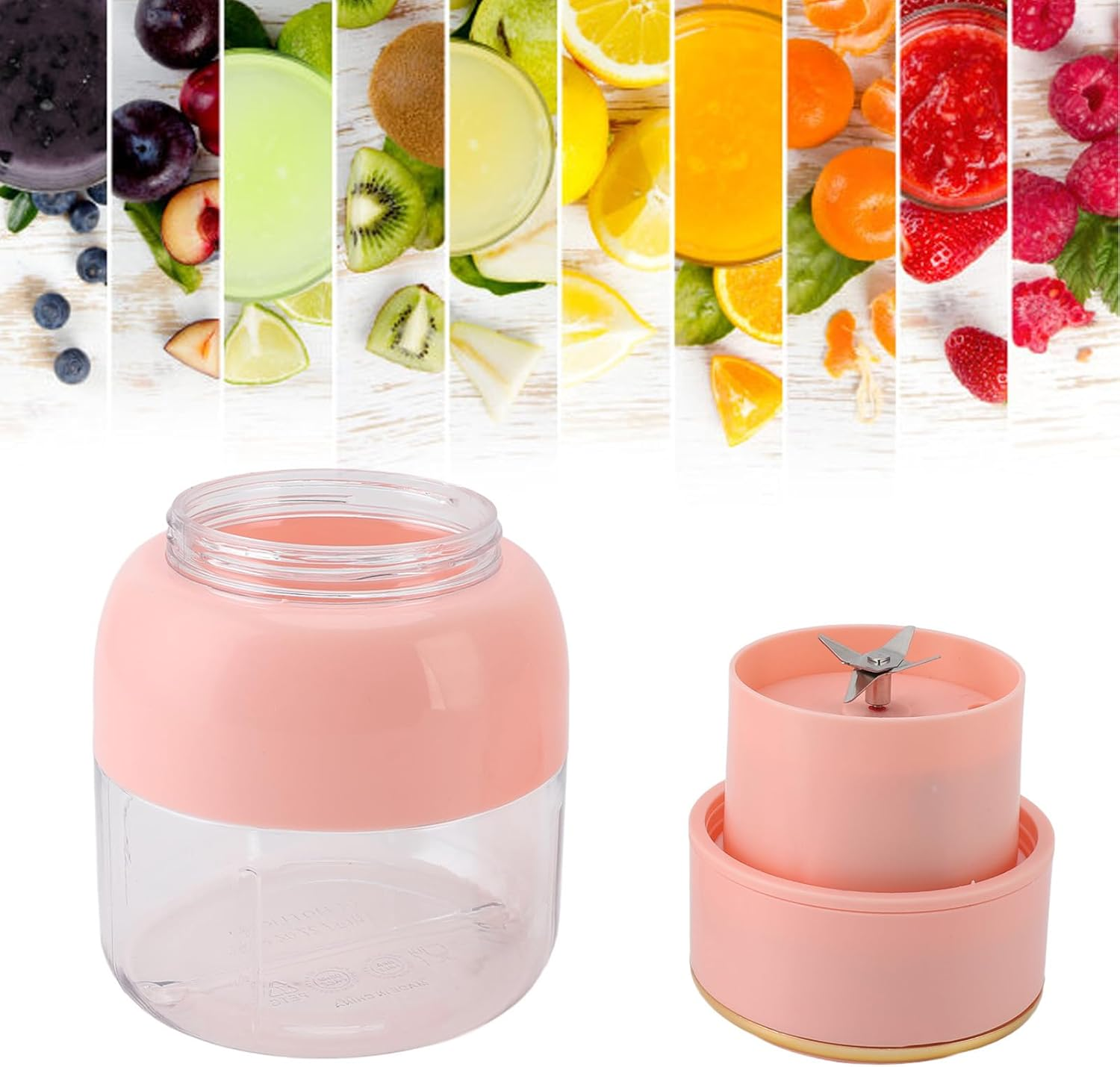 Portable Blender, 800 Ml USB Rechargeable Mixer in Personal Size with Straw, Small Fruit Juice Cup, Mini Blender for on the Go for Sports Travel (Pink) image number 3