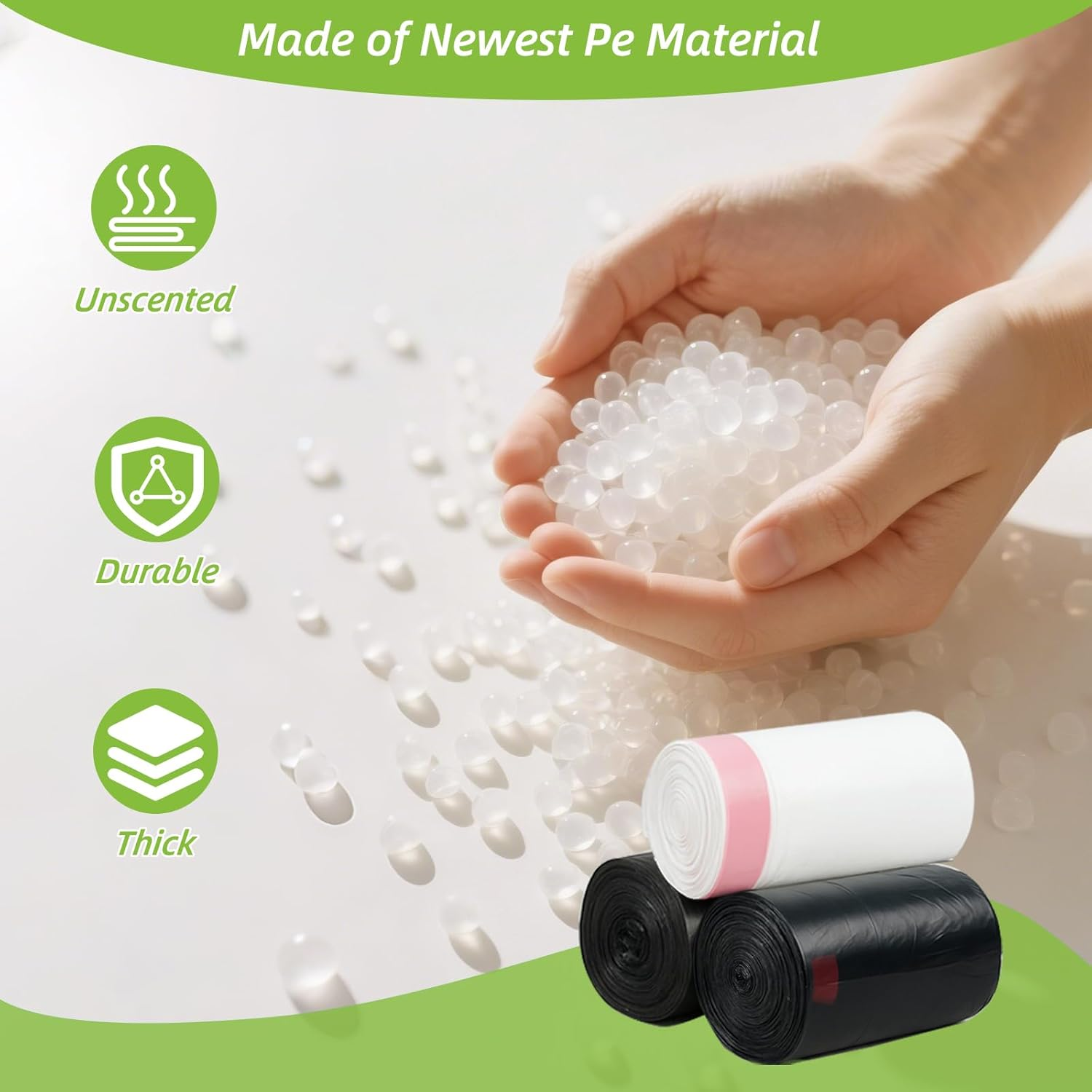 Makmefre 50L Drawstring Tall Kitchen Trash Bags,Clean Fresh Scent and Heavy Duty Garbage Bags(100 Count,60X70Cm) image number 6