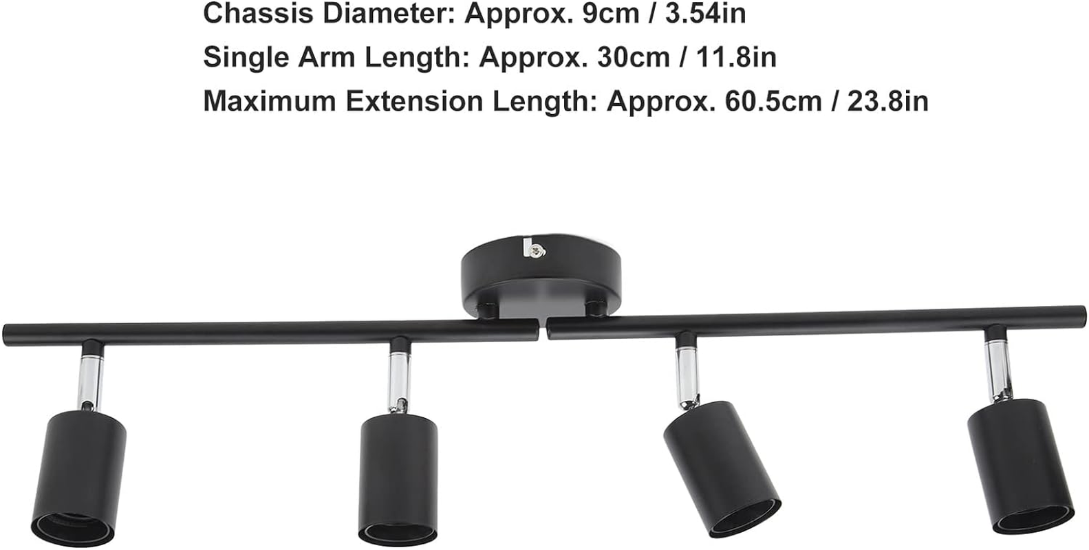 Tracking Lights Ceiling LED 4 60W Adjustable Angle Foldable Matte Black 4 Light Tracking Lighting for Bedroom Hotel image number 2