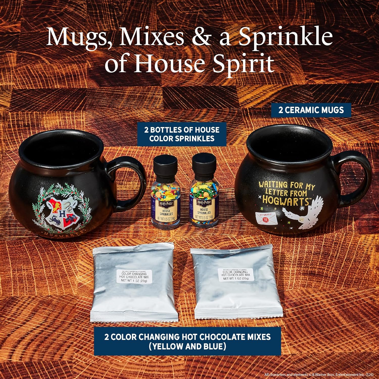 HARRY POTTER Hot Chocolate Mug Gift Set, Officially Licensed, Gift Set Includes 2 Cauldron Mugs, 2 Color Changing Hot Cocoa Mixes and 2 House Sprinkles image number 3