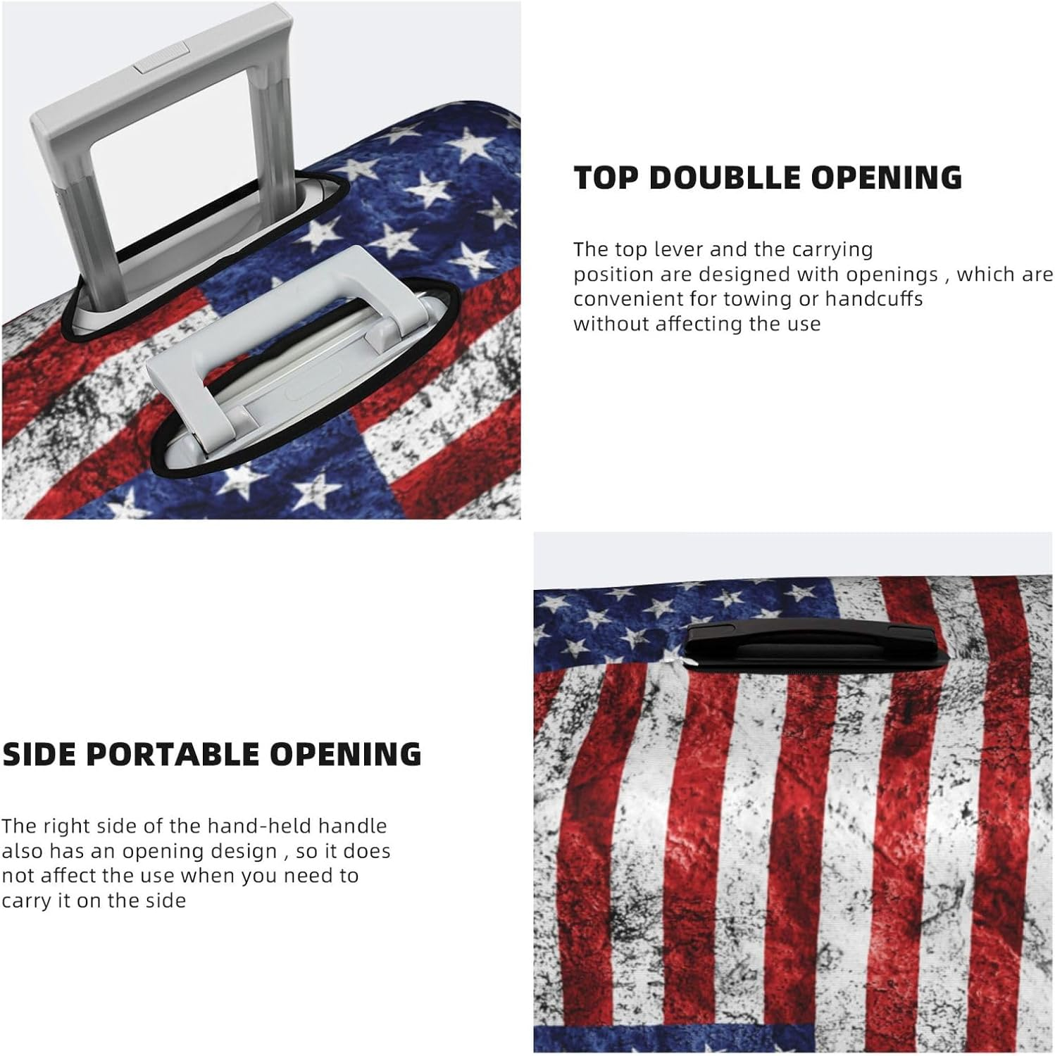 Obabo Butterfly Purple Travel Luggage Cover,Washable Suitcase Cover Protector Anti-Scratch Suitcase Cover Fits 18-32 In, American Flag Independence Fourth of July, X-Large image number 6