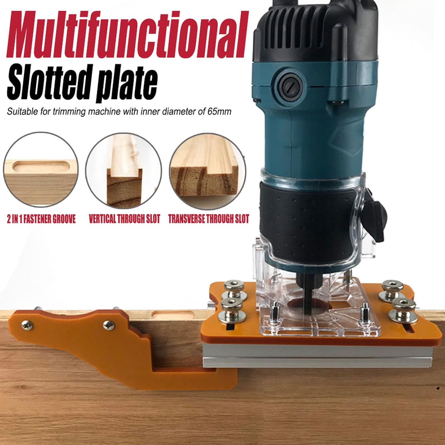 Aluminum Alloy Trimming Machine Cover with Clear Cover, Slot Plate Locator for Accurate Positioning, Woodworking Trimmer Router Base Compatible with Makita Router image number 3