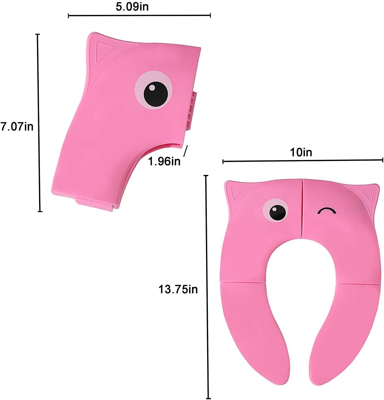 Designed Toilet Potty Training Seat Cover, Travel Toilet Seat, Folding Non-Slip Silicone Pads, Trip Portable Reusable Kids Toddlers Boys Girls, Carrying Bag (Pink)