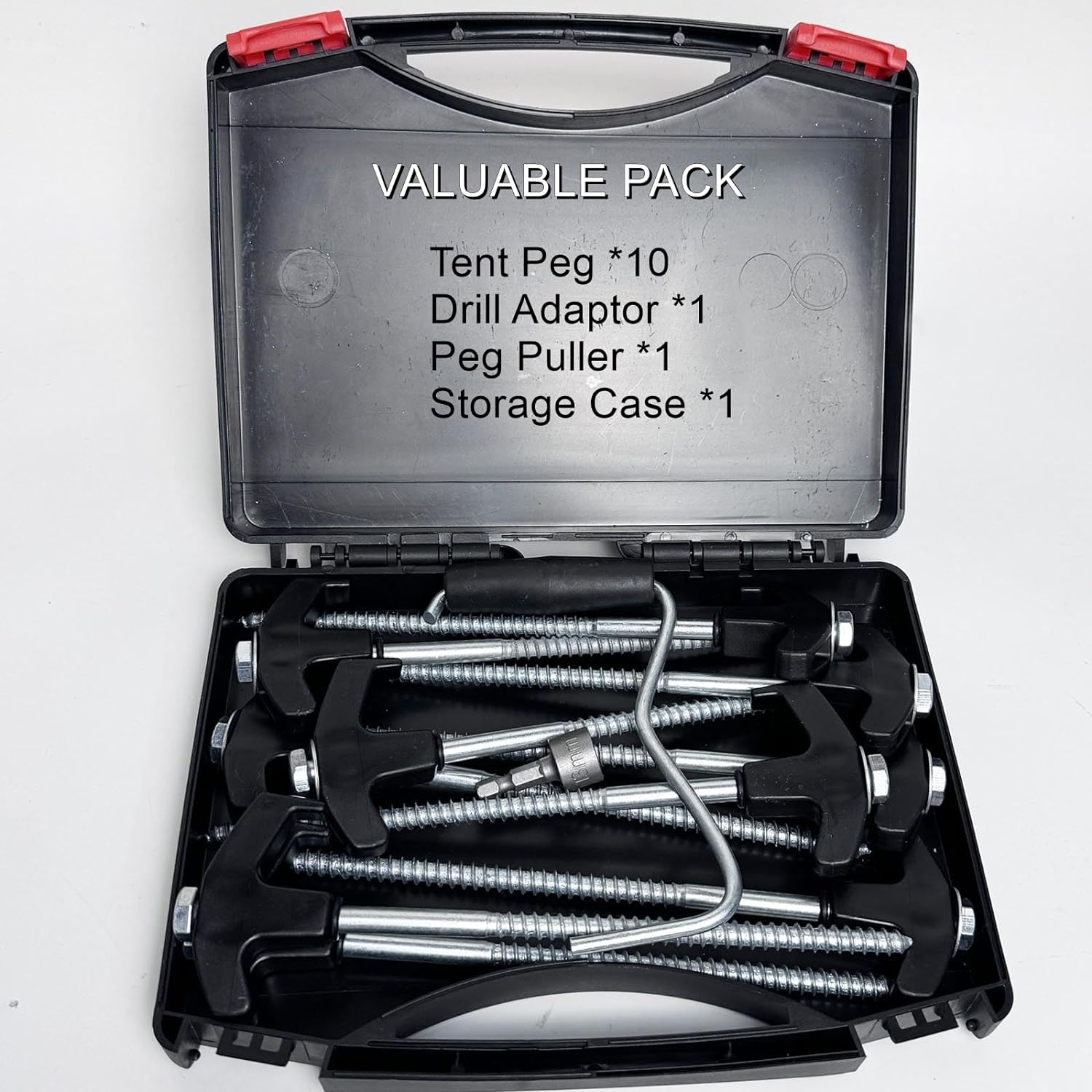 Youshangding Camping Tent Stakes, Super Heavy Duty Screw Steel in Ground Camping Outdoor Pegs, with Storage and Drill Adaptor (10PCS) image number 5