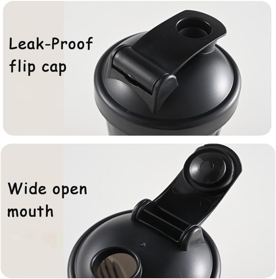 Shaker Bottle for Protein Powder Mixed Plastic Workout Water Bottle 400 Ml with Mixball Non-Leak Cap Shaker Cups for Fitness Sports Gym Supplement Drinks Bottles (Black) image number 6