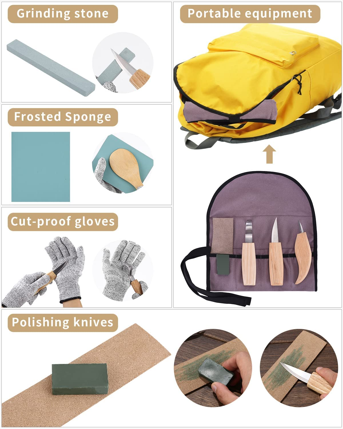 Fiabgum Wood Carving Tools Set, 26 PCS Wood Carving Set, Carving Tools for Wood, Professional Wood Carving Knife Tools Carving Knife Set for Beginners/Professionals, DIY Carving Set with Gloves image number 4