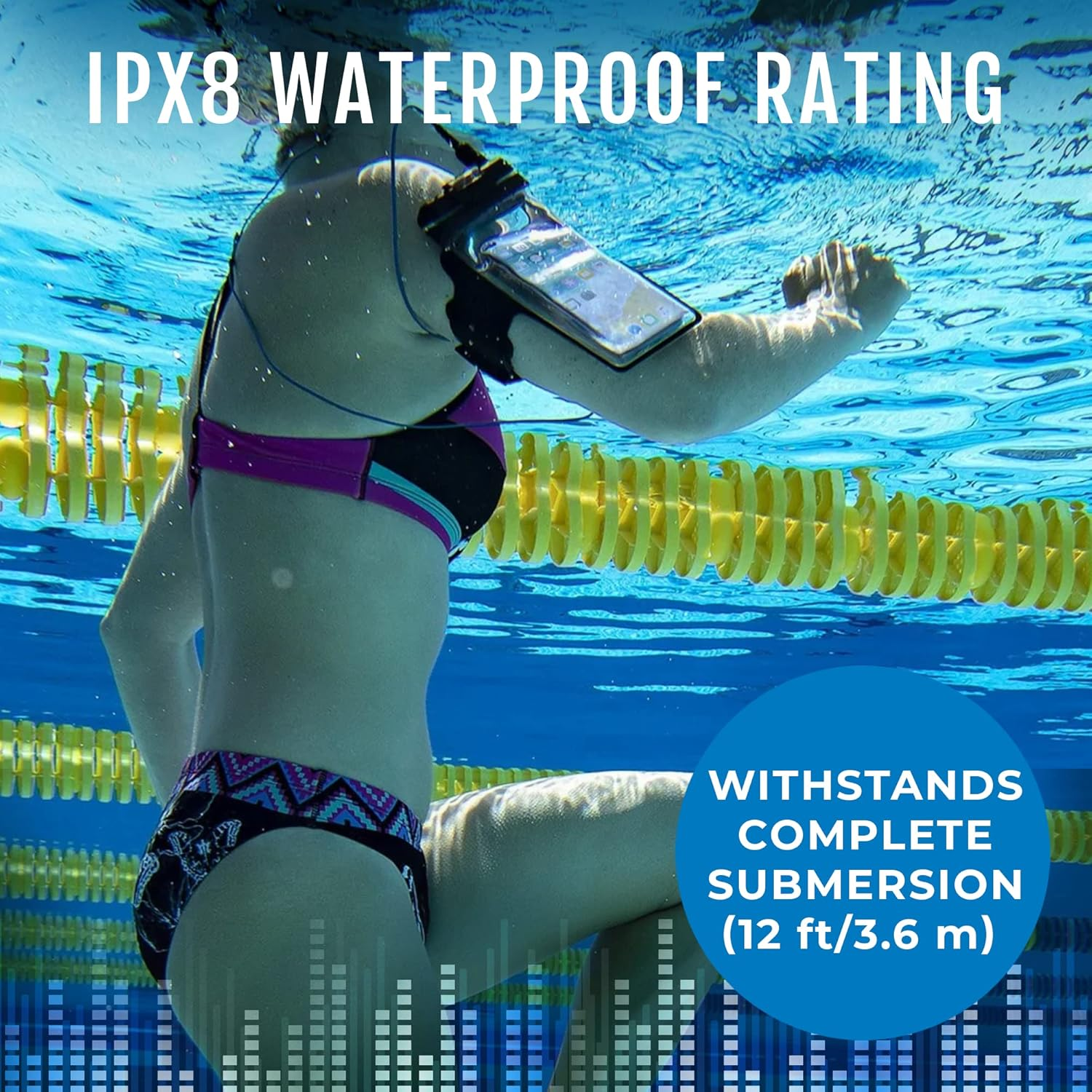 H2O Audio Surge+ 100% Waterproof Headphones - Noise Canceling, Sweatproof, IPX8 Swim Earbuds with Bass Boost, Multiple Earplug Sets, for Swimming, Running & Underwater Activities - Black/Blue image number 6