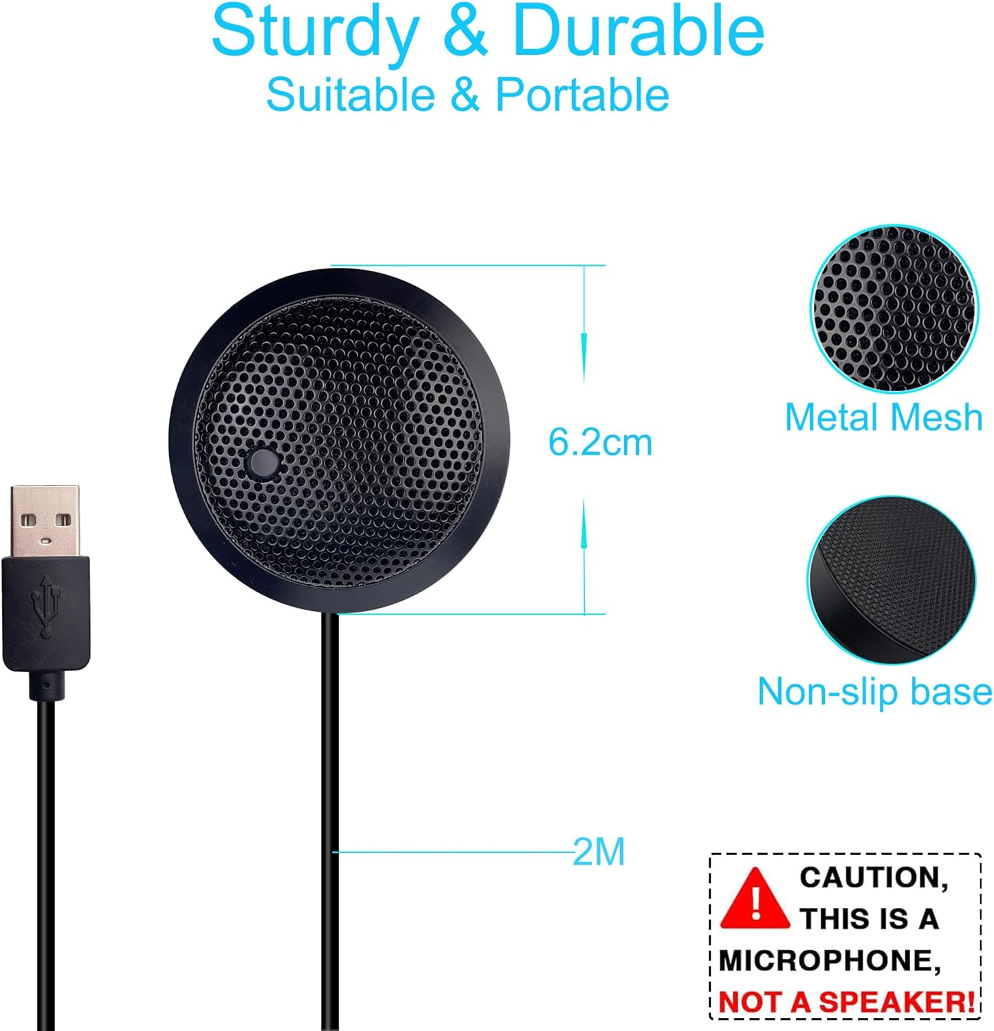 Fyvadio Conference USB Microphone, USB Microphone for Computer, 360&deg; Omnidirectional Condenser PC Laptop Mic with Mute Button for Online Meeting/Class, Zoom Call, Skype Chatting, Plug & Play image number 6