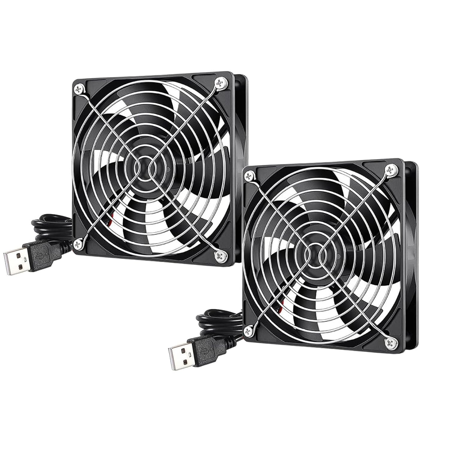 120Mm Case Fan,12Cm USB DC 5V Fan for Cooling DIY PC Computer Case CPU Server Cabinet Coolers Radiators, with Protective Grille，2Pack image number 4