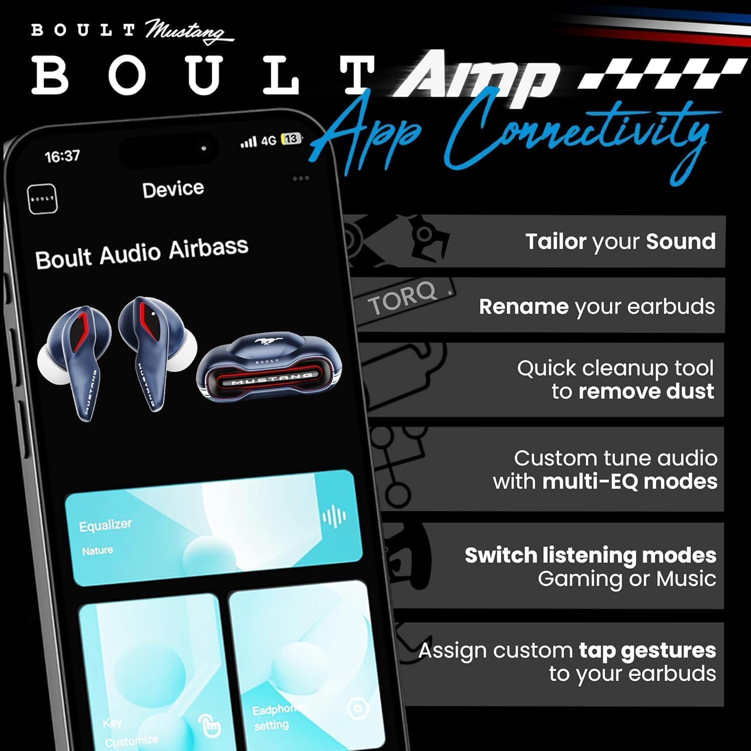 Wireless in Ear Earbuds with 50H Playtime, App Support, Quad Mic ENC, 45Ms Low Latency, Breathing Leds, 13Mm Drivers, Touch Control, Made in India IPX5 Ear Buds TWS Bluetooth 5.4