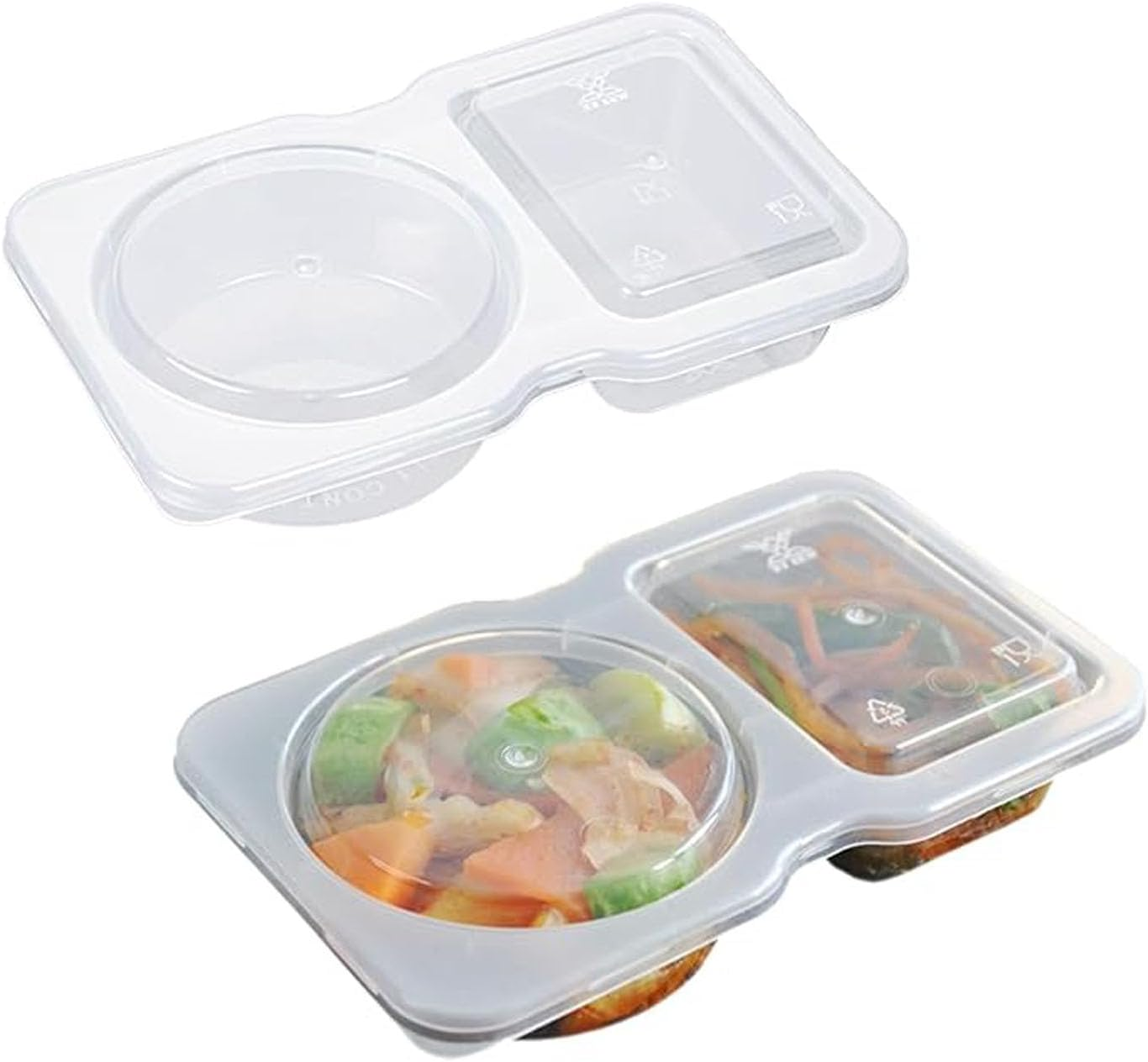 LYSAIMG 30Pcs Double Compartment Condiment Container with Lids,Portable Reusable Sauce Container,Double Compartment Snack Containers for Condiment, Dip, Sauce, Sampling and Travel Snacks image number 1