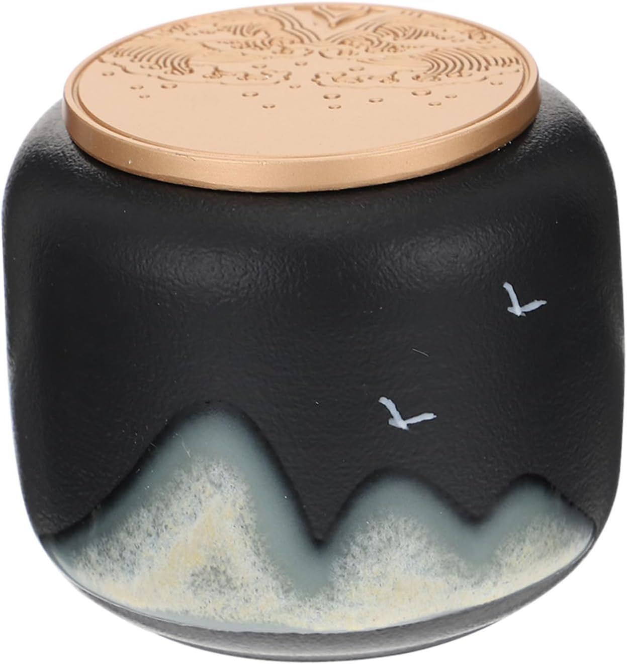 FUNOMOCYA Tea Storage Canister Airtight Black Ceramic Mini Portable Moisture-Proof Food Storage Jar for Home Kitchen Coffee Bean image number 1