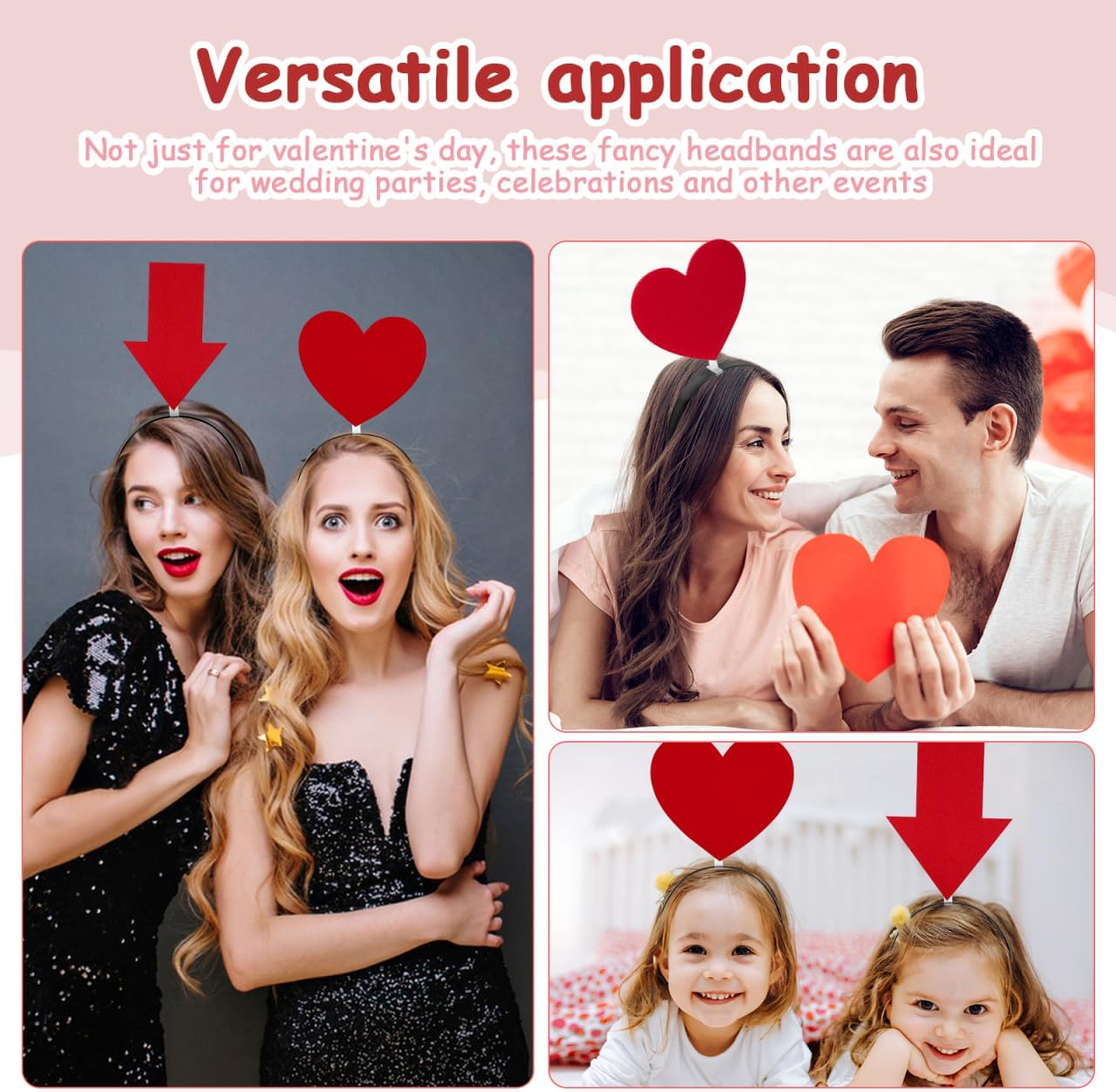 TOYANDONA 2-Piece Funny Headband Set: Hair Band, Heart-Shaped Hoops, Creative Halloween Headband, Carnival Headband Decoration for Festivals, Birthdays, Valentine'S Day Accessories image number 4