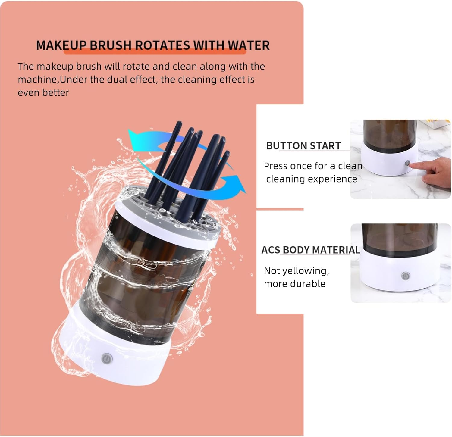 Rechargeable Electric Makeup Brush Cleaner - Make up Brush Clean Machine - Portable Automatic Spinner Cosmetics Brushes Cleaning Tools for All Size Beauty Makeup Brushes Set image number 5