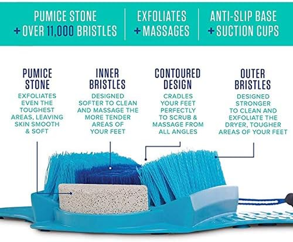 SODIAL Fresh Feet- Foot Scrubber with Pumice Stone, Cleans, Smooths, Exfoliates and Massages Your Feet without Bending in the Shower or Bathtub image number 5