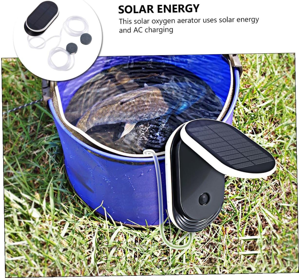 UKCOCO Solar Oxygen Aerator Pump with Copper Core and Built Lithium Battery Portable Hydroponic and Air Pump for Outdoor Use Wear-Resistant Emergency Oxygen Supply