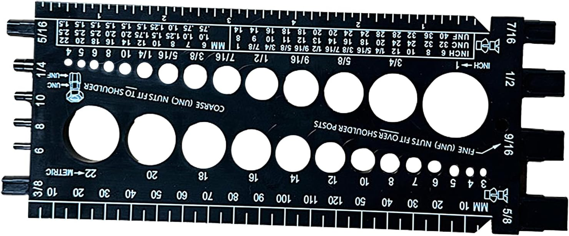 Nut and Bolts Thread Gauge - Screw Pitch Checker Panels, Portable Hand Measuring Tool Rack, Accurate Identification Display, Hardware Pack | Bolts Nuts Screws for Workshop Garage