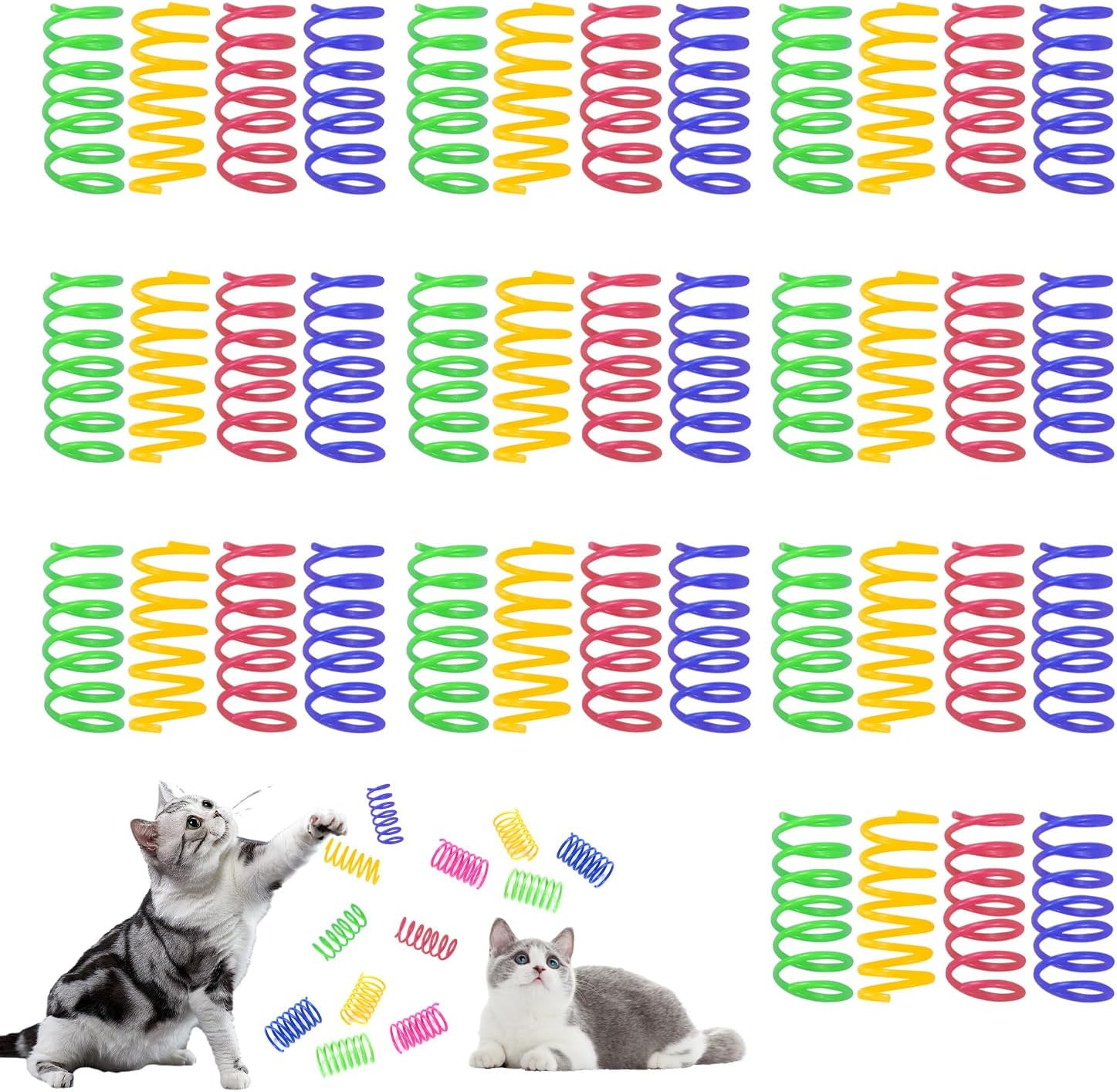 SYEYCW 40 Pcs Cat Springs, Cat Toy Springs, Cat Colorful Springs Toys, Cat Creative Toys for Kittens, Cat Interactive Toy, Plastic Coil Spiral Springs, for Swatting, Biting, Hunting Kitten Toys image number 5